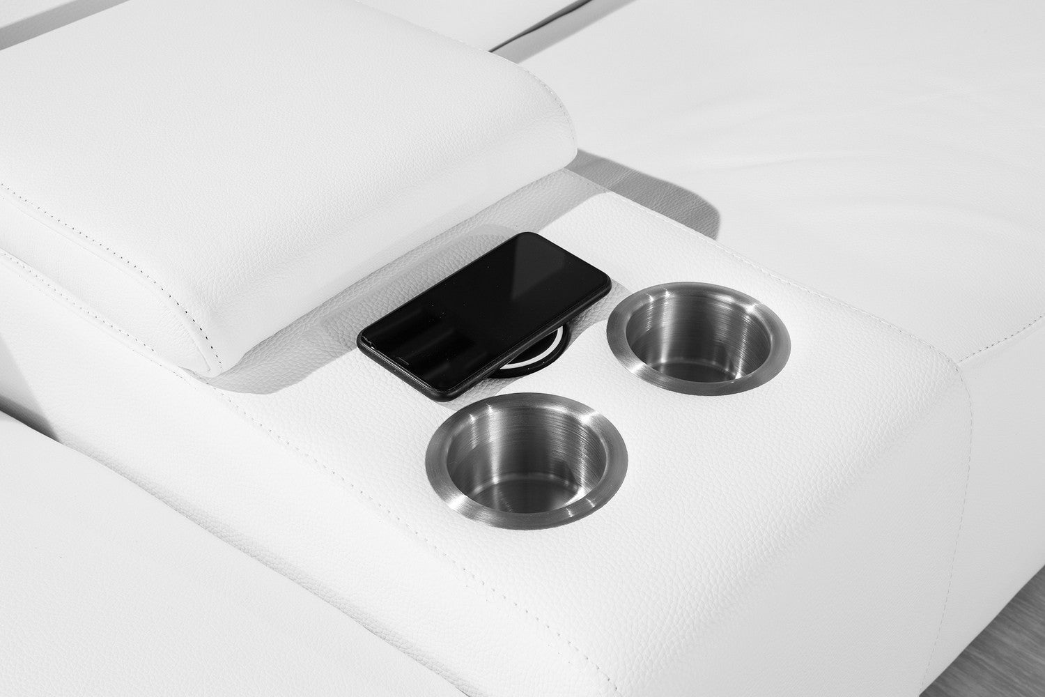 212" X 240" X 191.2" White Power Reclining 6"PC Sectional