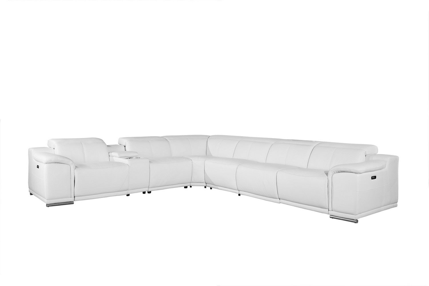 241" X 280" X 220" White Power Reclining 7PC Sectional with 1 Console