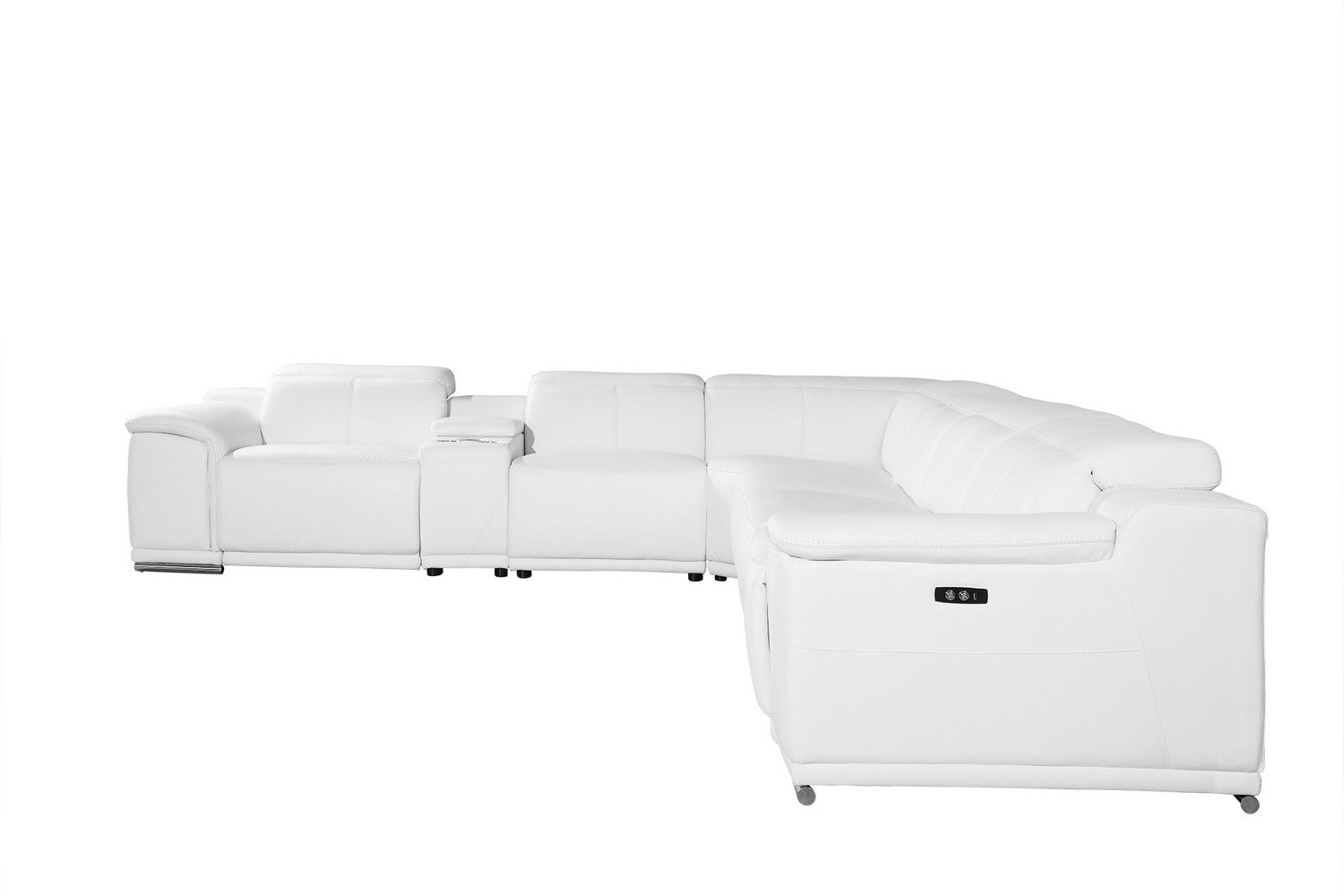 241" X 280" X 220" White Power Reclining 7PC Sectional with 1 Console
