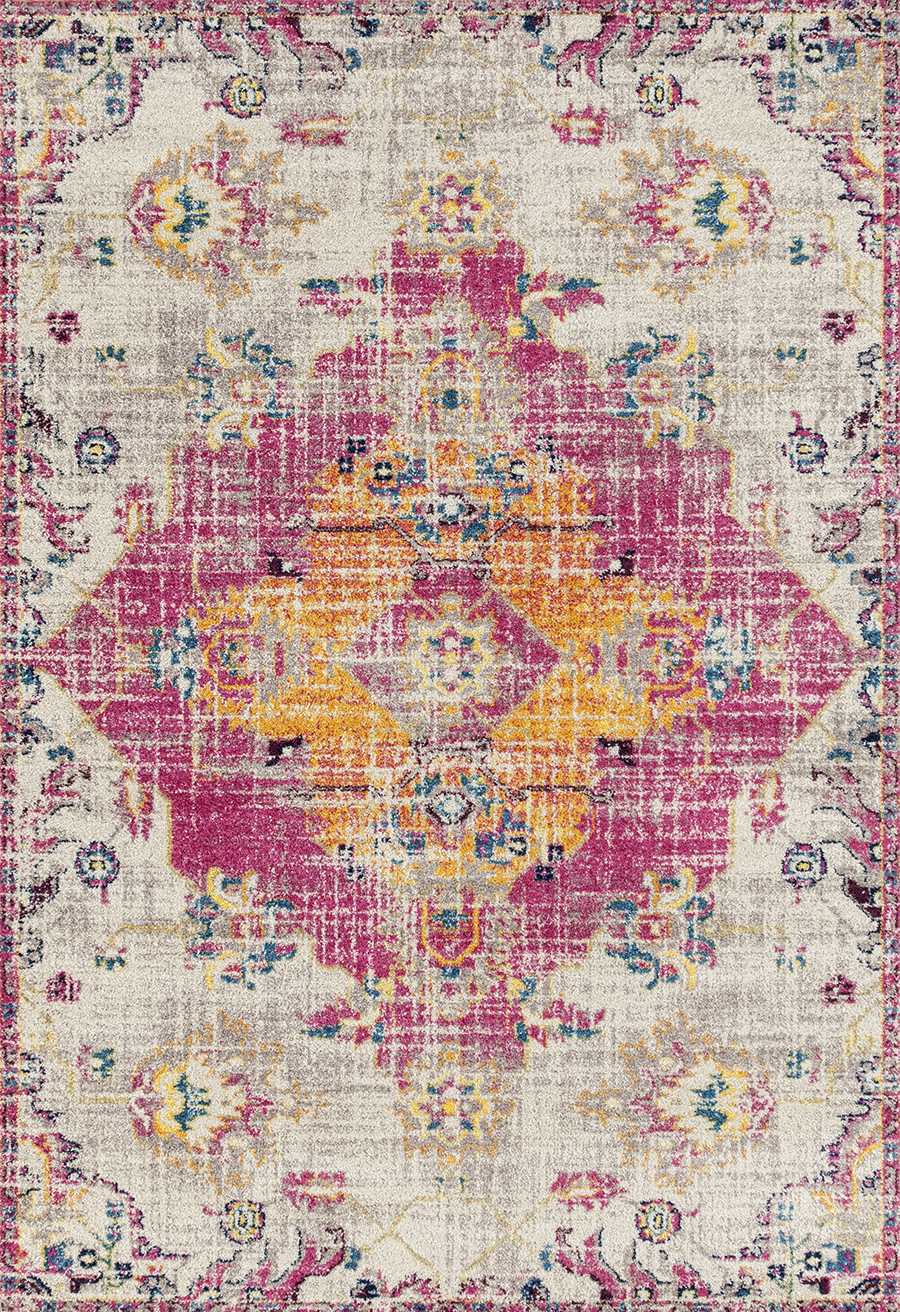 63" x 86" Magenta Olefin / Frieze Area Rug