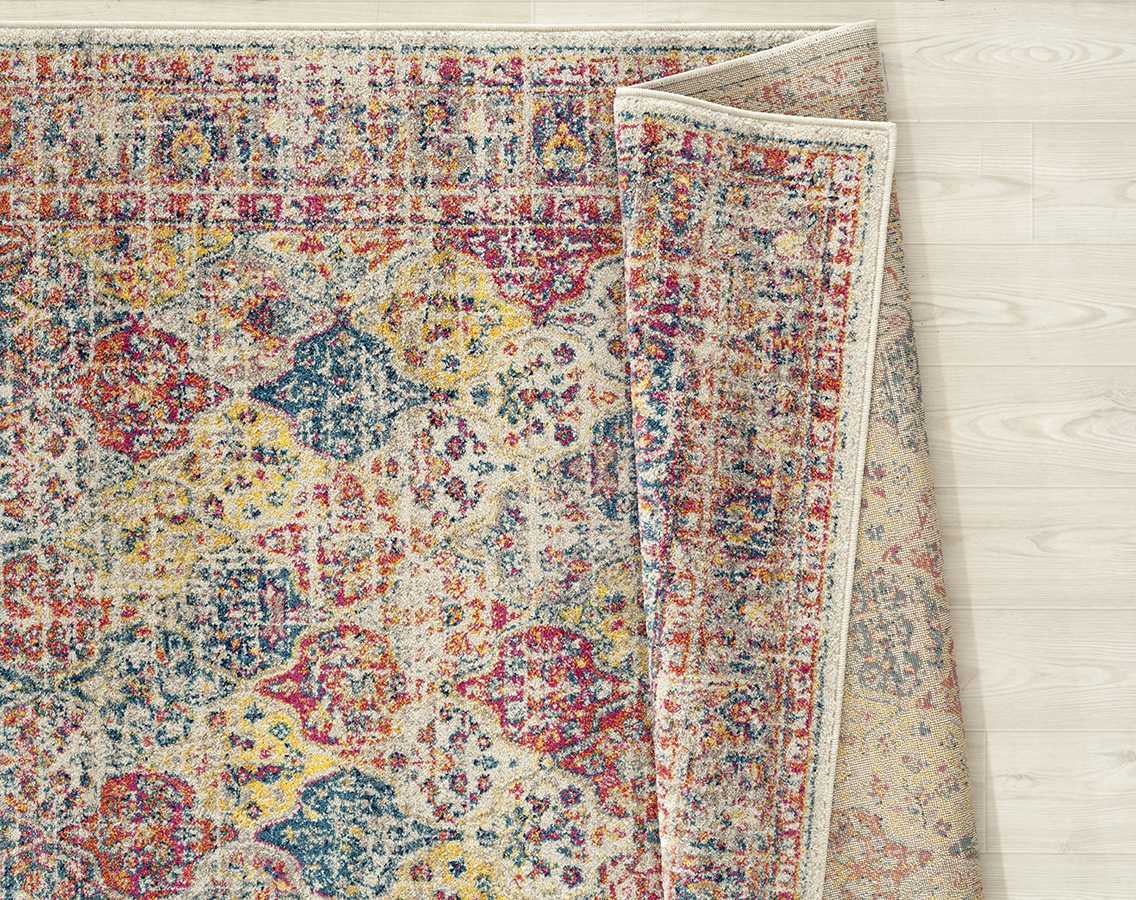 63" x 86" Multicolor Olefin / Frieze Area Rug