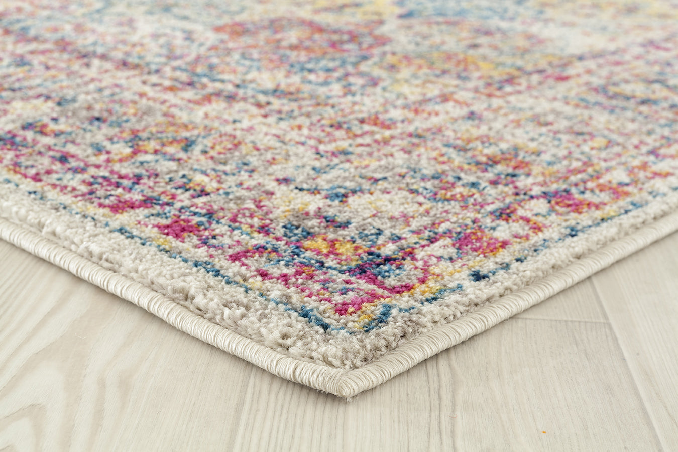 63" x 86" Cream Olefin / Frieze Area Rug