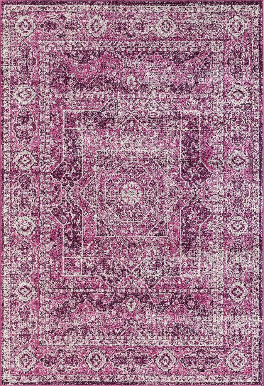 63" x 86" Magenta Olefin / Frieze Area Rug