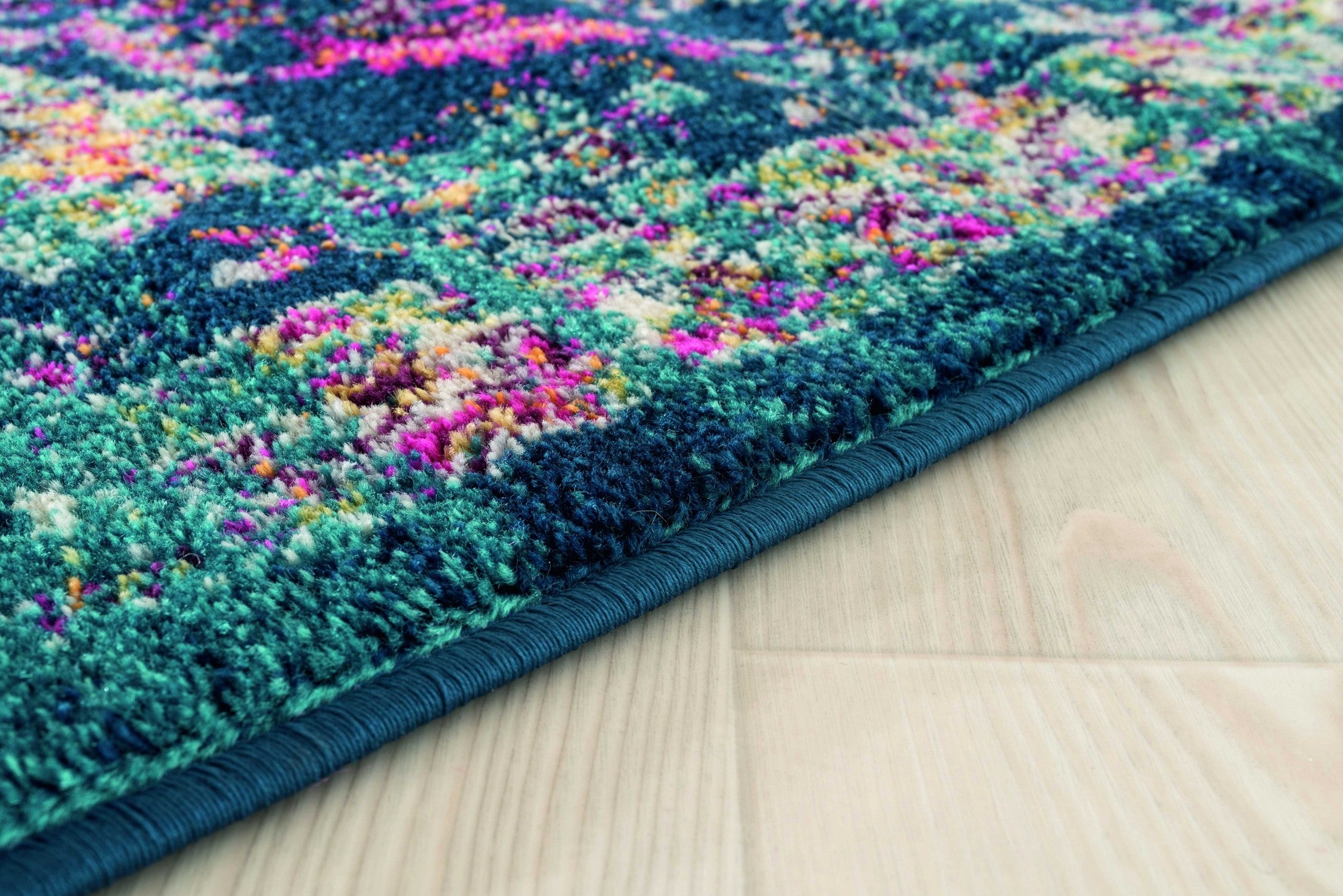 63" x 86" Blue Olefin / Frieze Area Rug