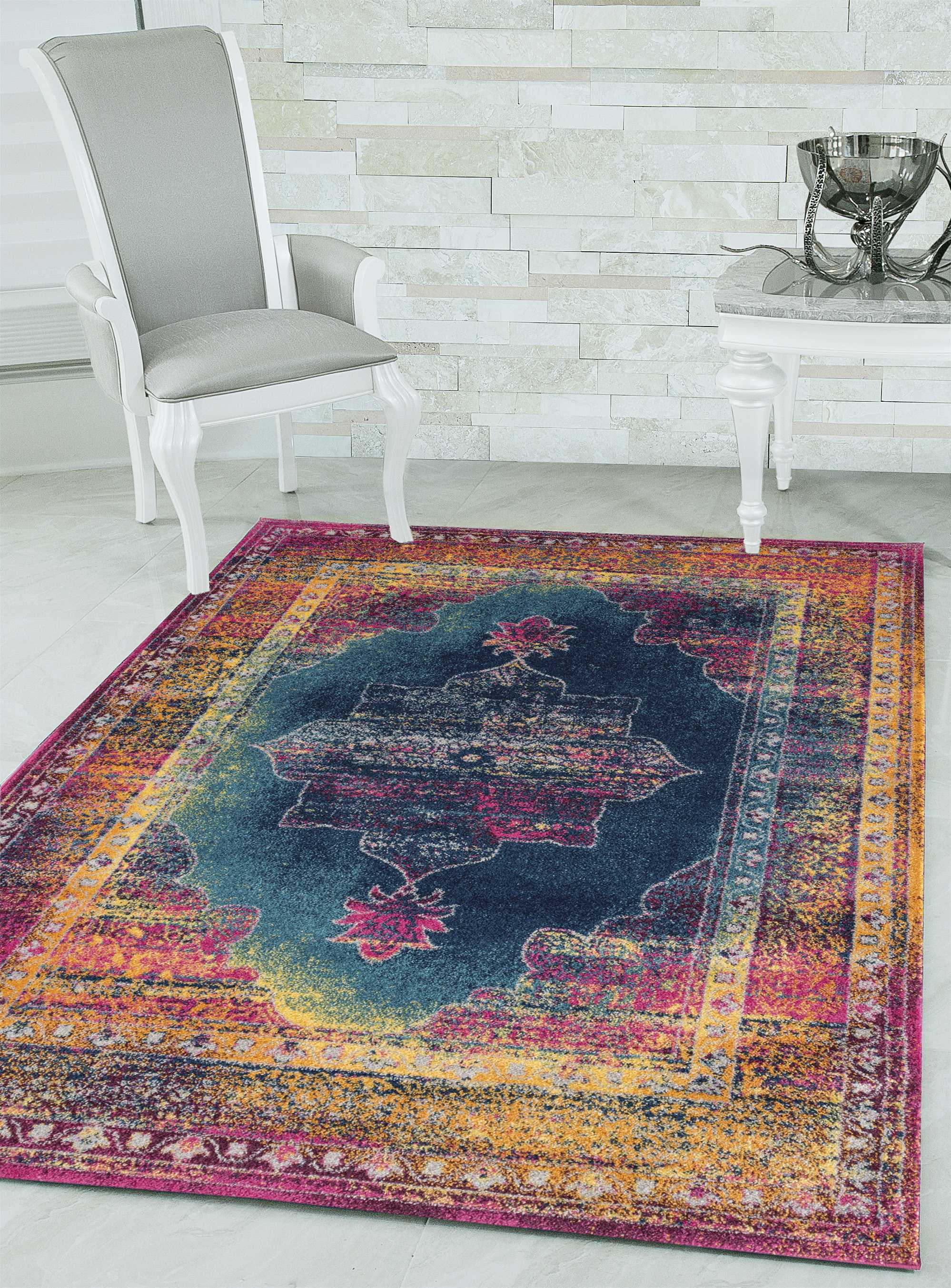 94" x 126" Blue Olefin / Frieze Oversize Rug