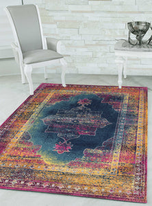 94" x 126" Blue Olefin / Frieze Oversize Rug