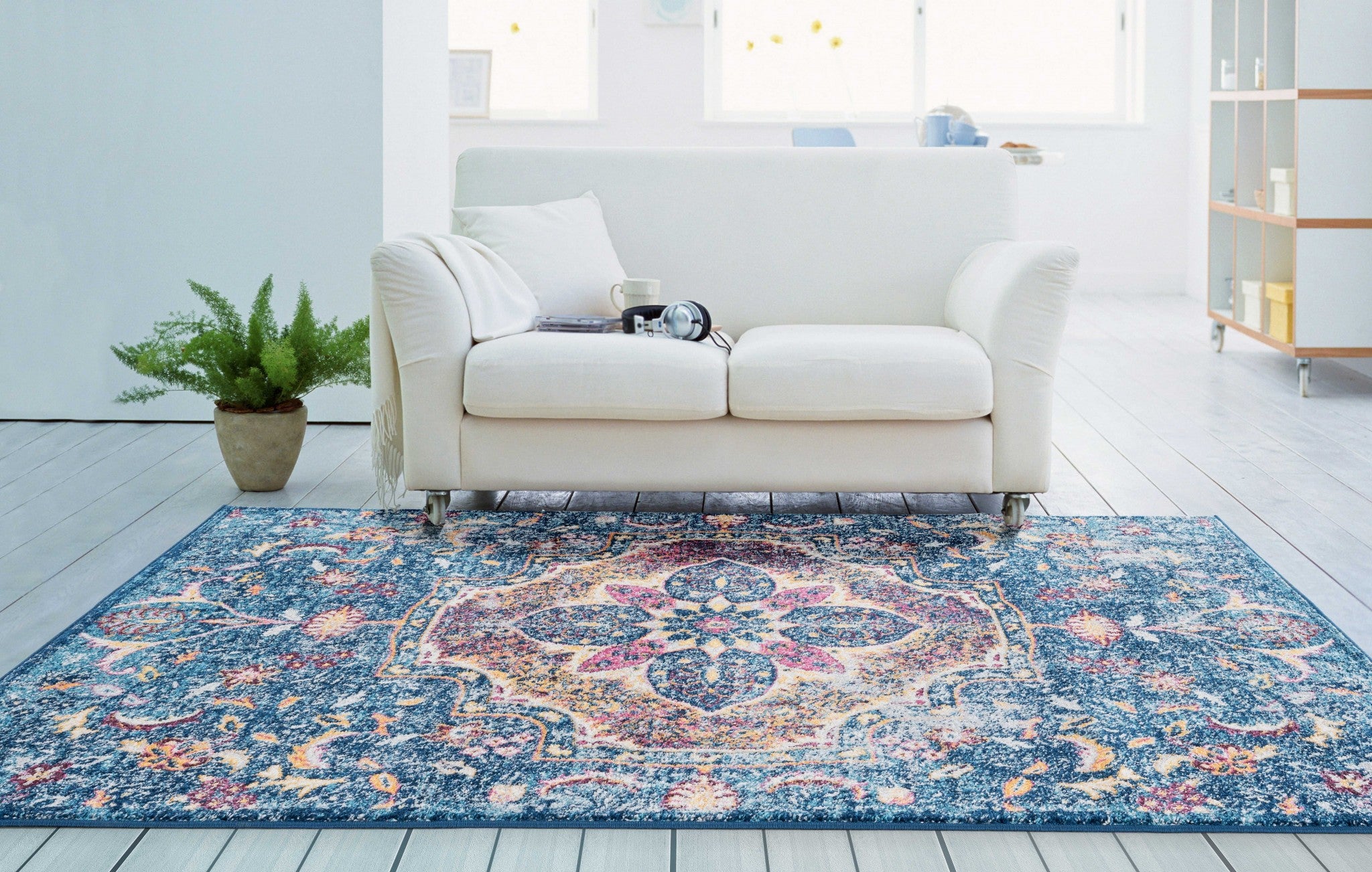 94" x 126" Midnight Blue Olefin / Frieze Area Rug