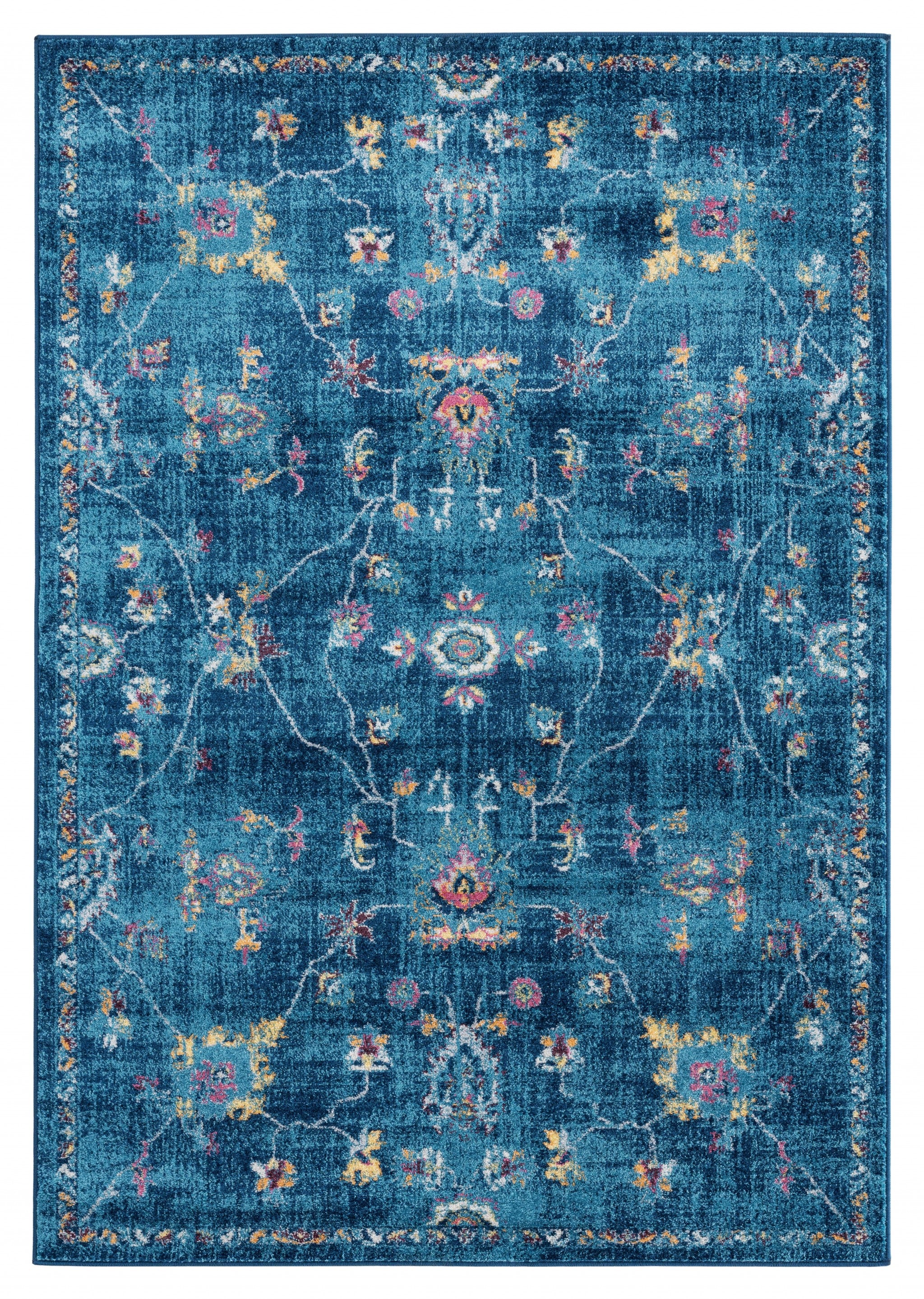 94" x 94" Blue Olefin / Frieze Round Rug