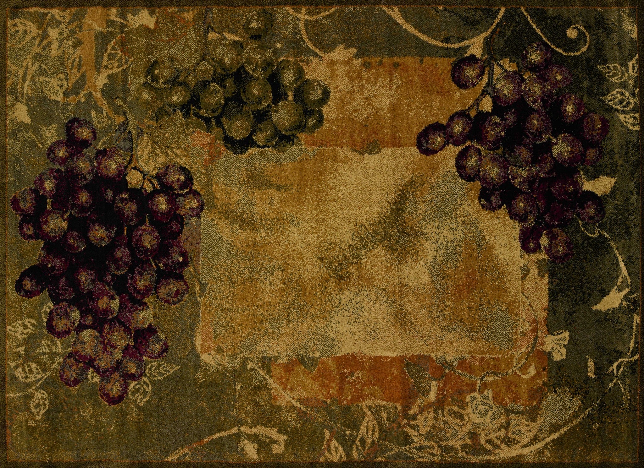 63" x 86" Vineyard Green Polypropylene Area Rug