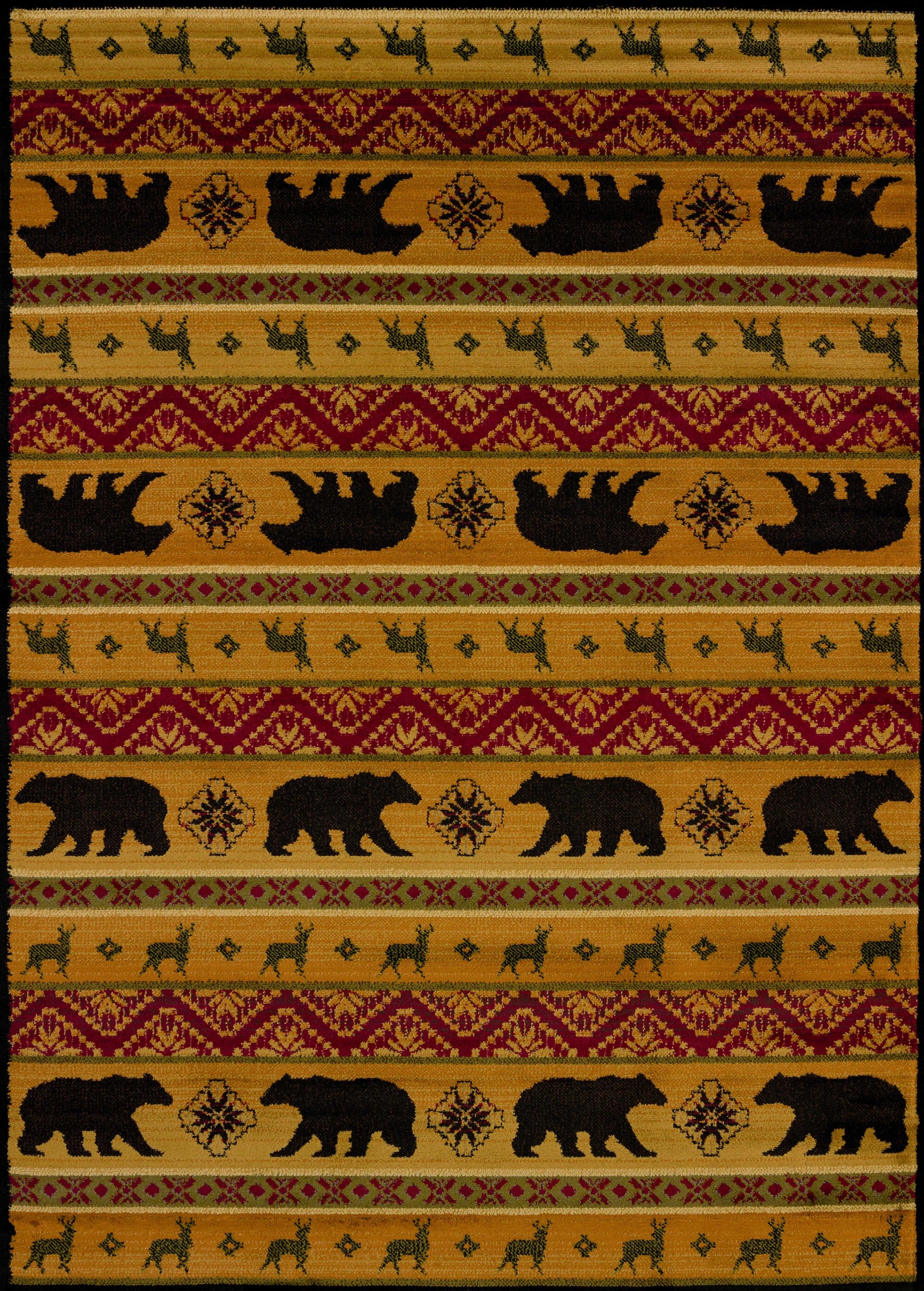 63" x 86" Multicolor Polypropylene Nordic Bear Area Rug