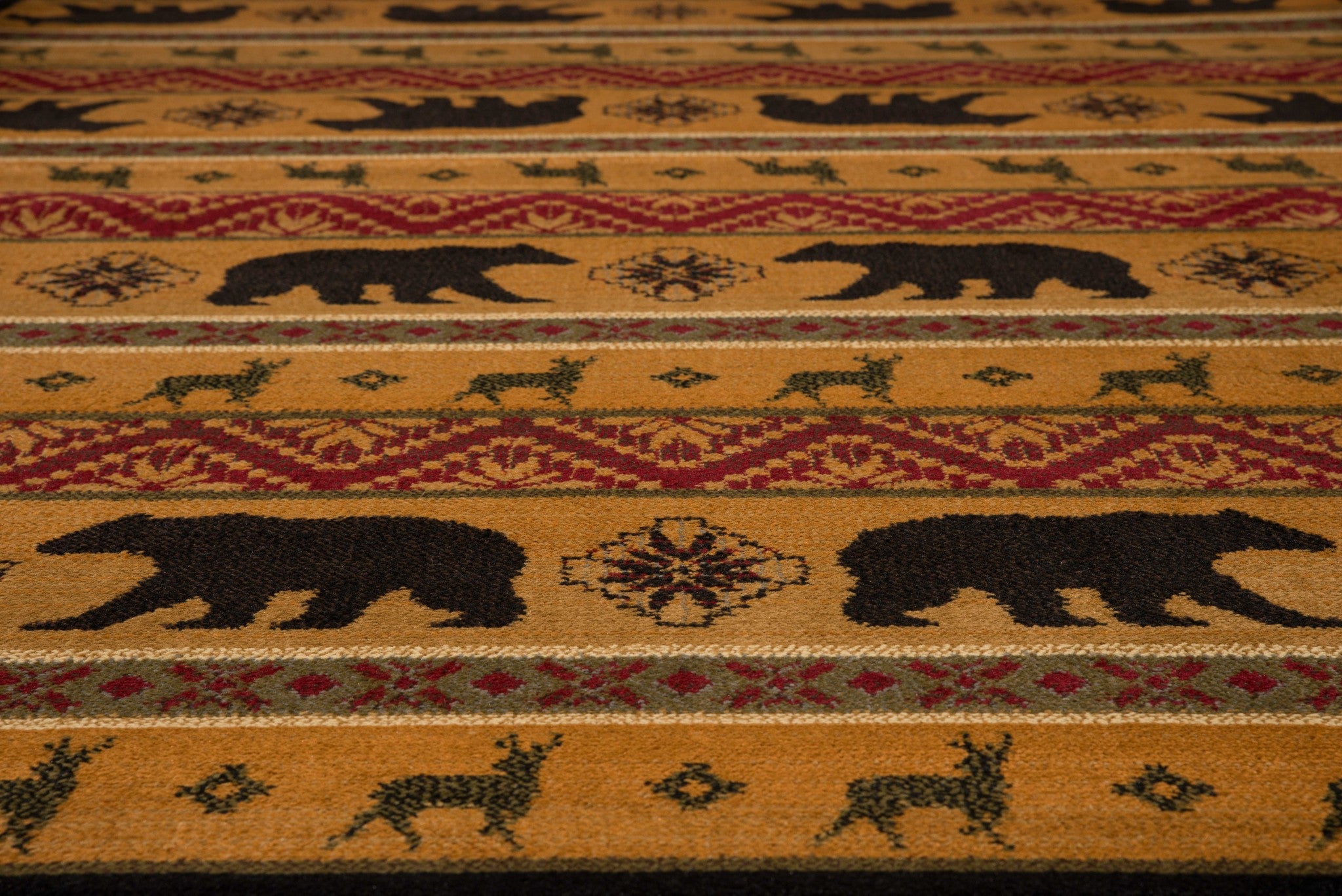 63" x 86" Multicolor Polypropylene Nordic Bear Area Rug