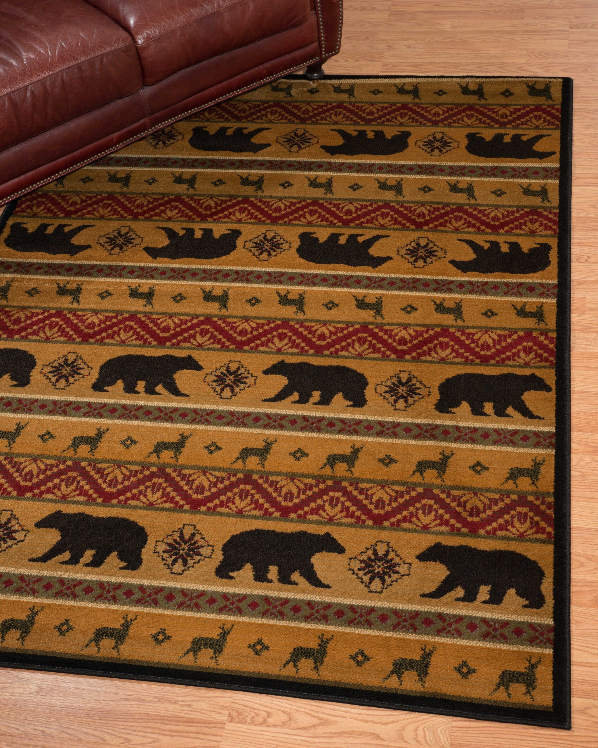 94" x 126" Multicolor Polypropylene Nordic Bear Oversize Rug