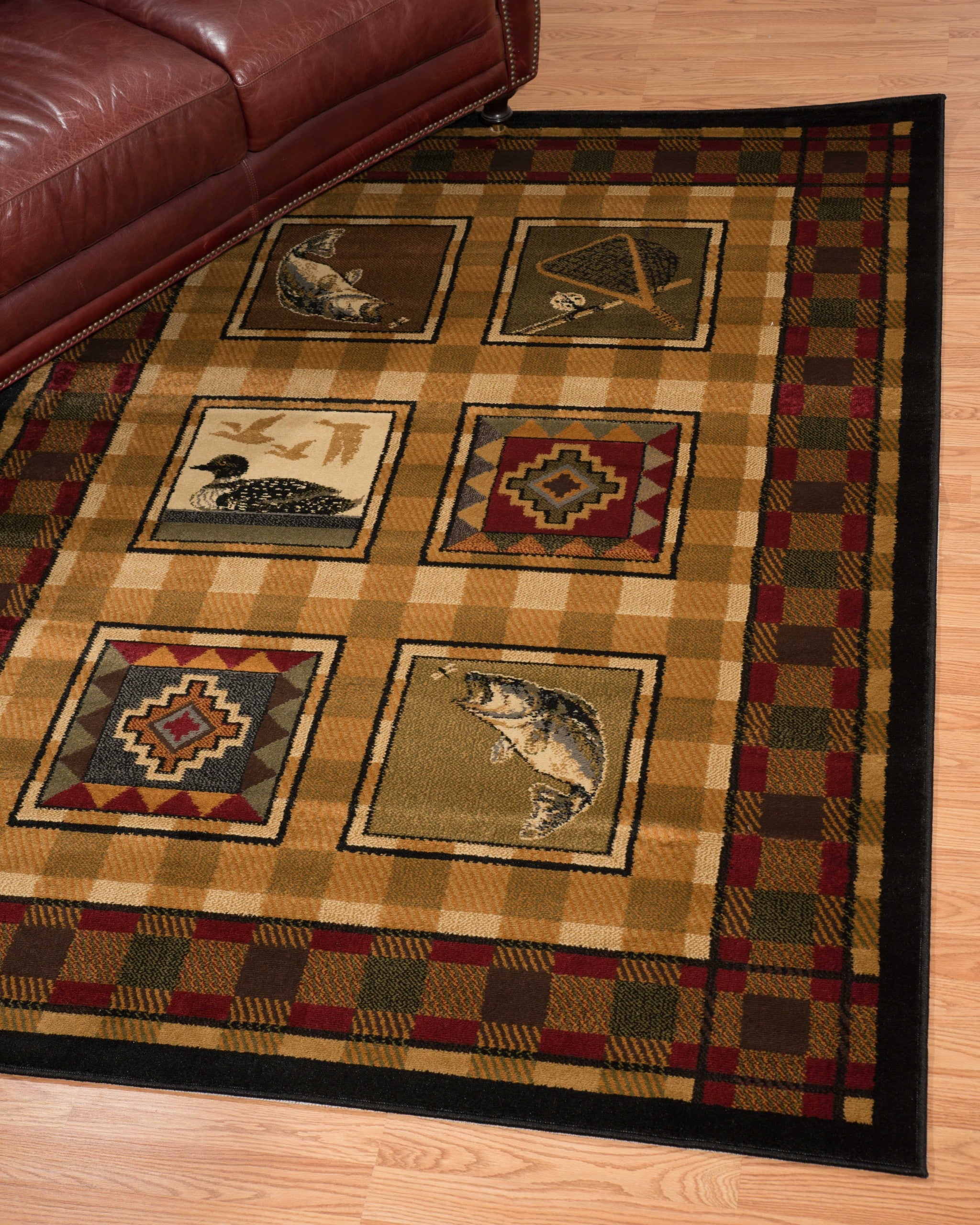 22" x 86" Lodge Polypropylene Stamp Lodge Runner Rug