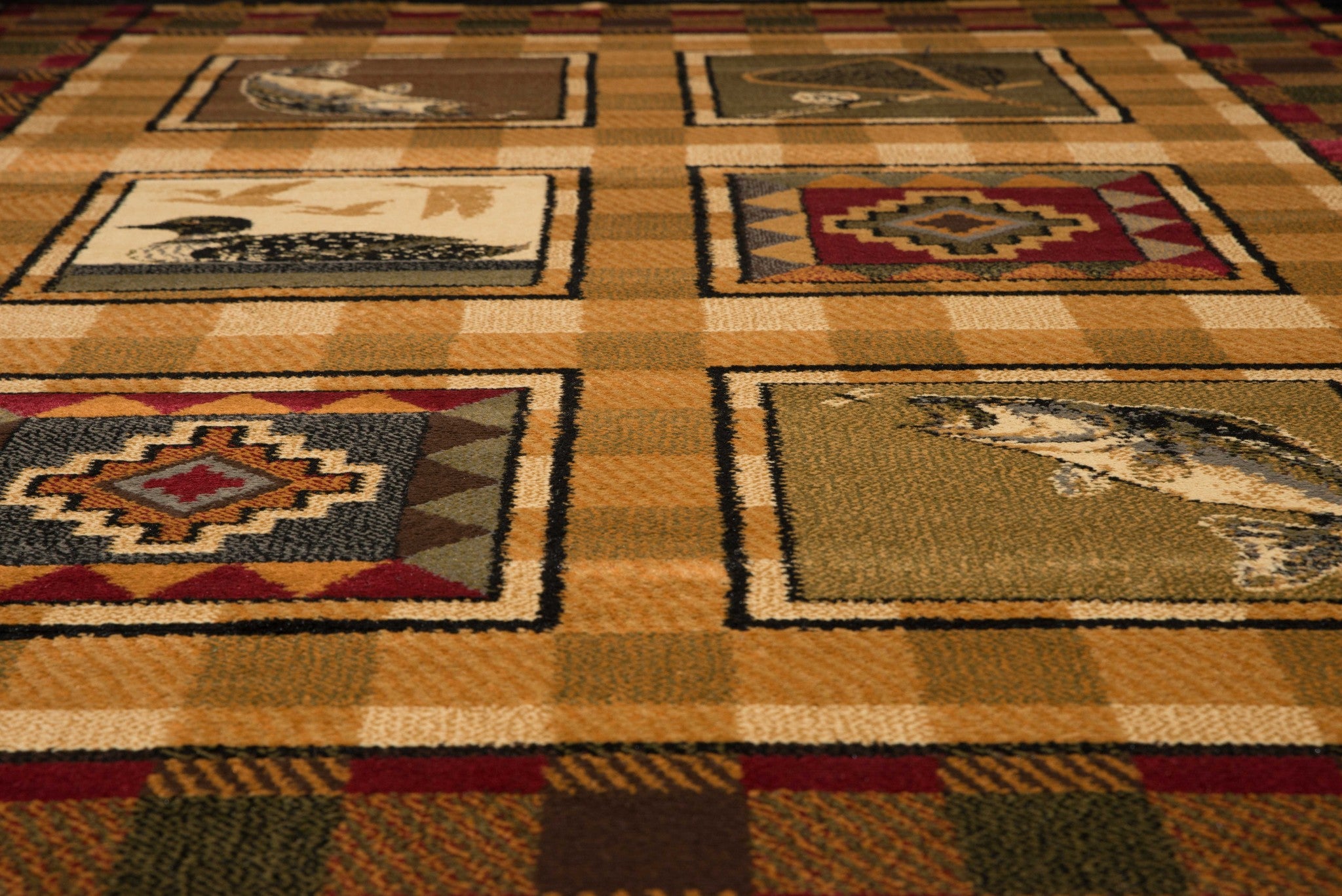 63" x 86" Lodge Polypropylene Stamp Lodge Area Rug