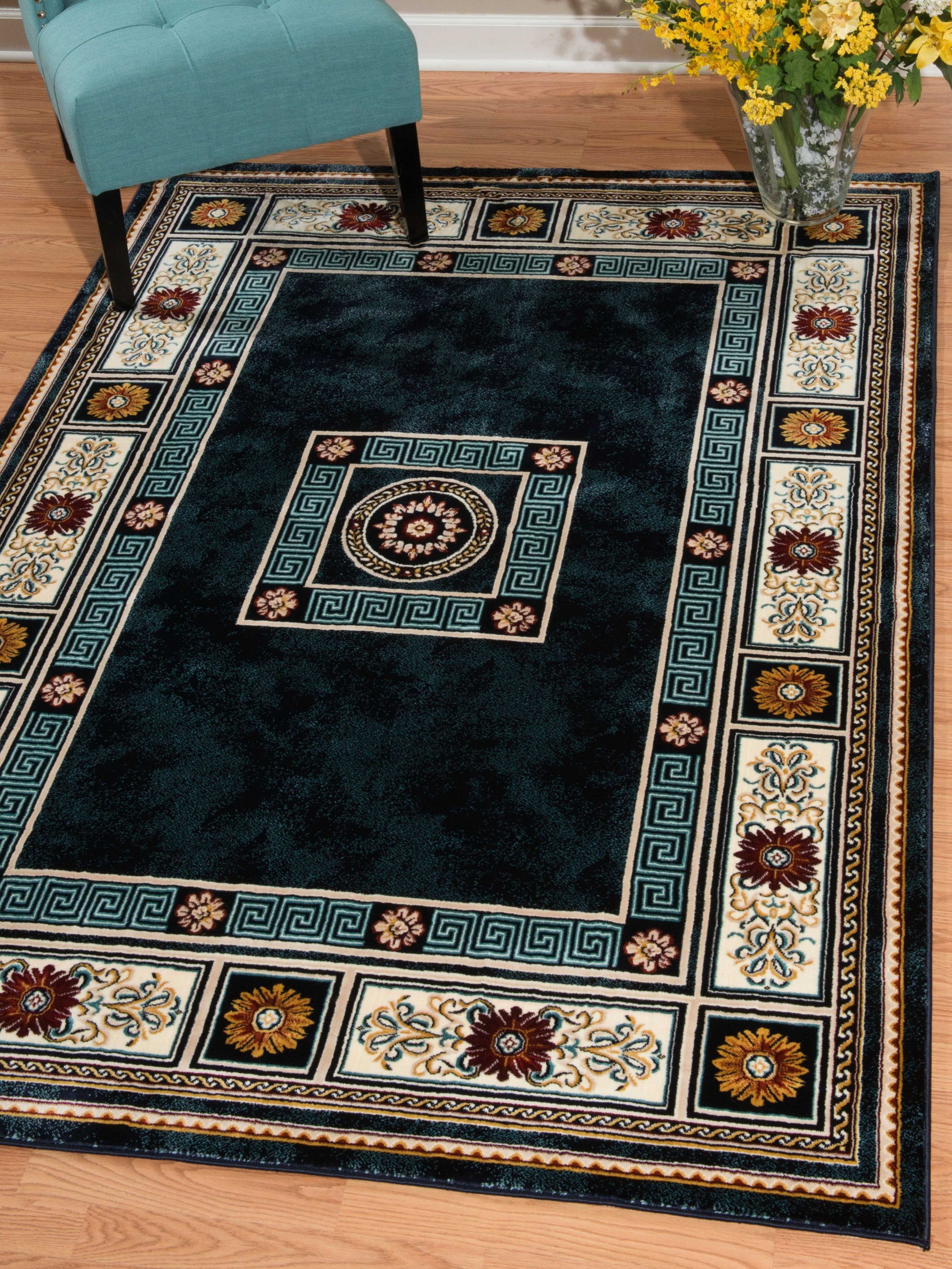 31" x 47" Navy Polyester Mat Rug