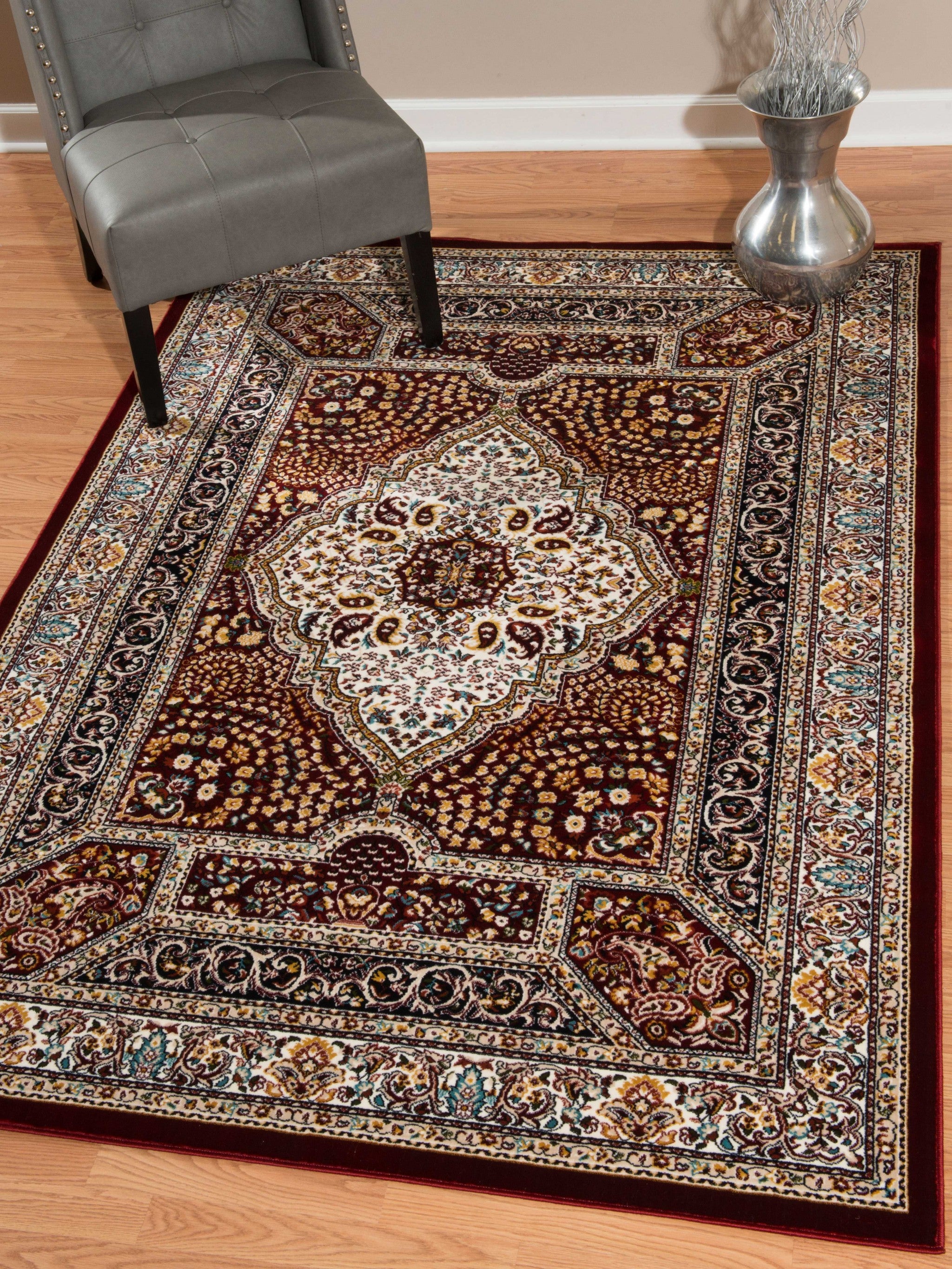 63" x 86" Ruby Polyester Area Rug