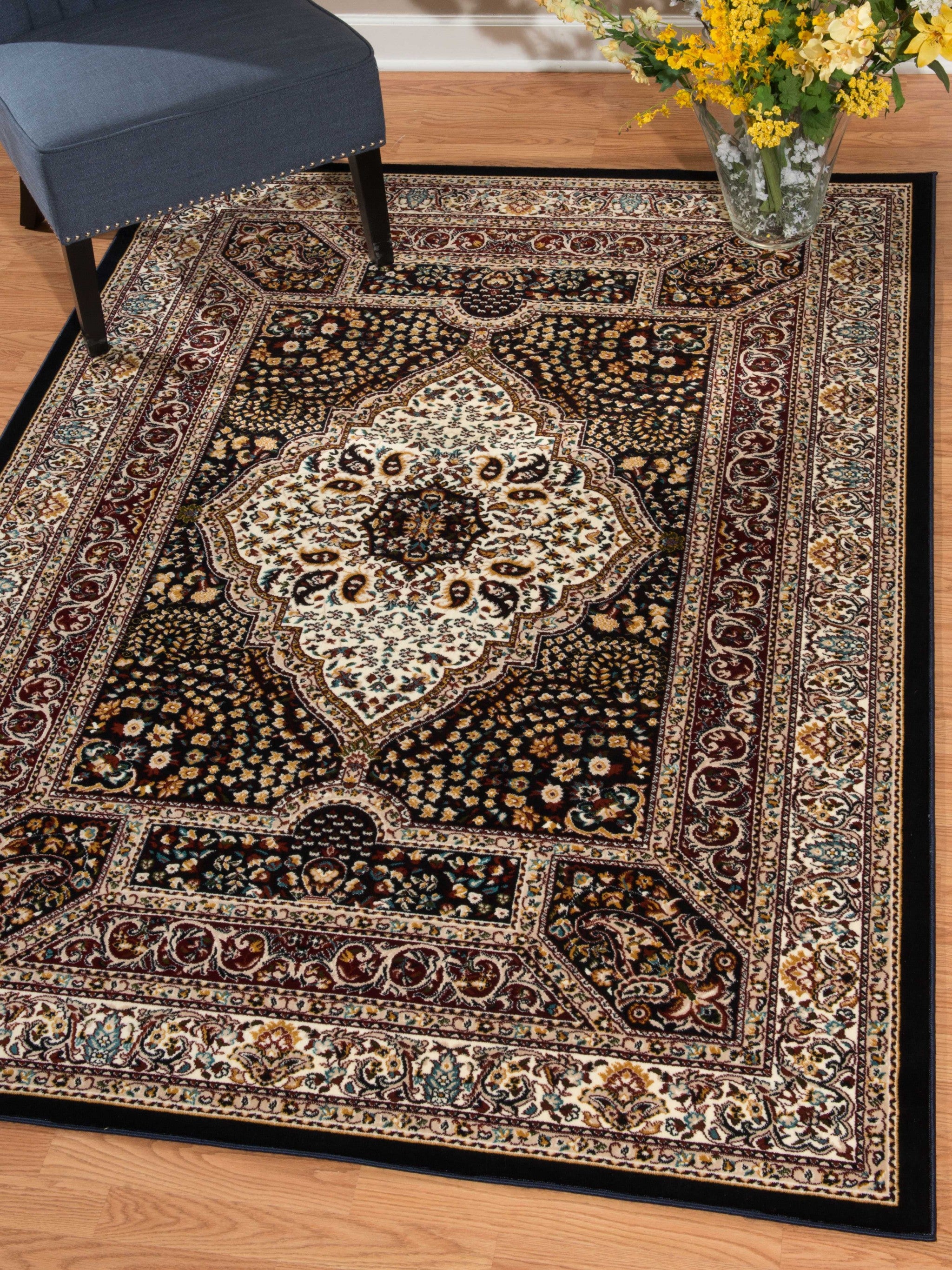 94" x 126" Navy Polyester Oversize Rug