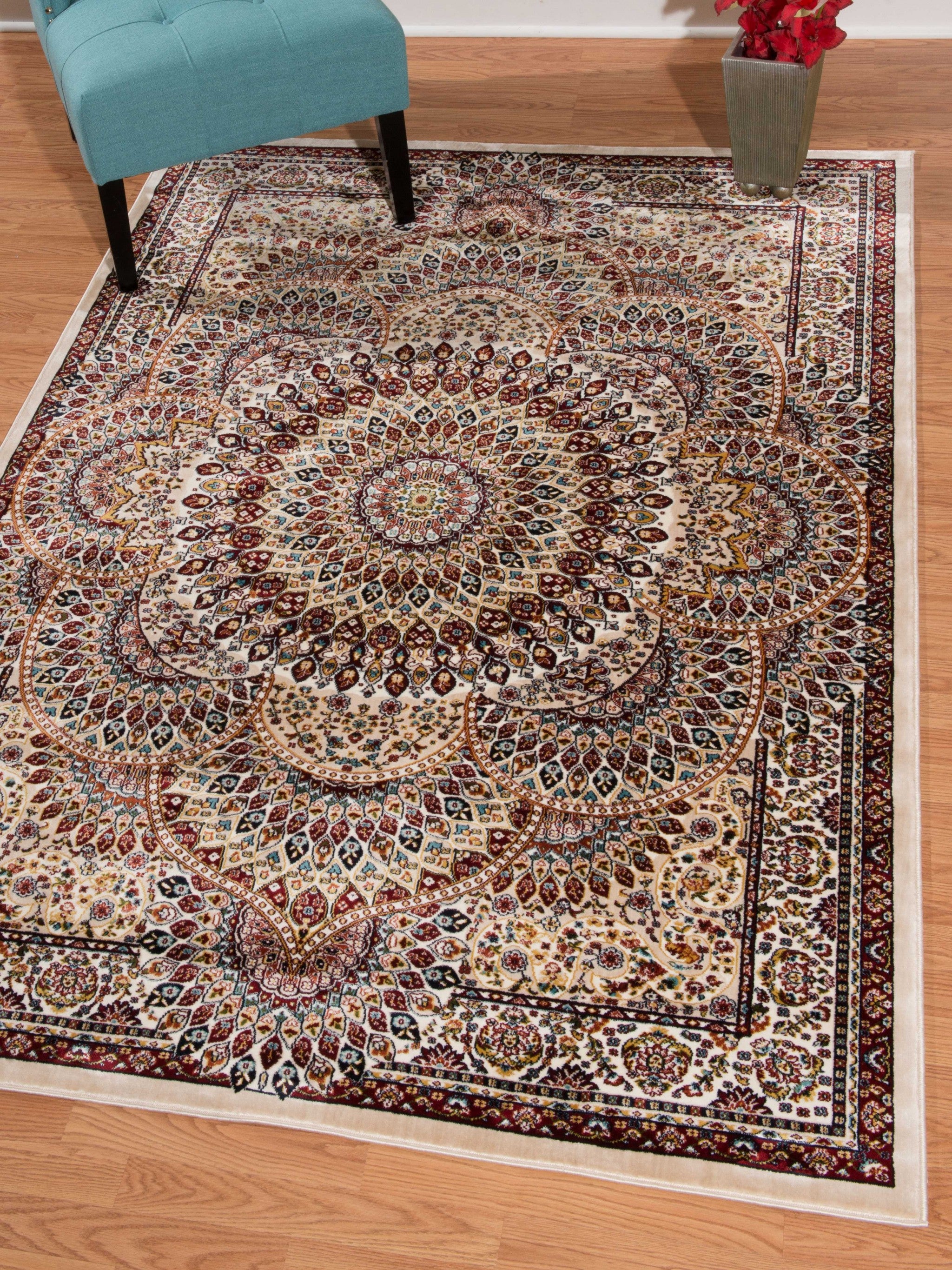 63" x 86" Ivory Polyester Area Rug