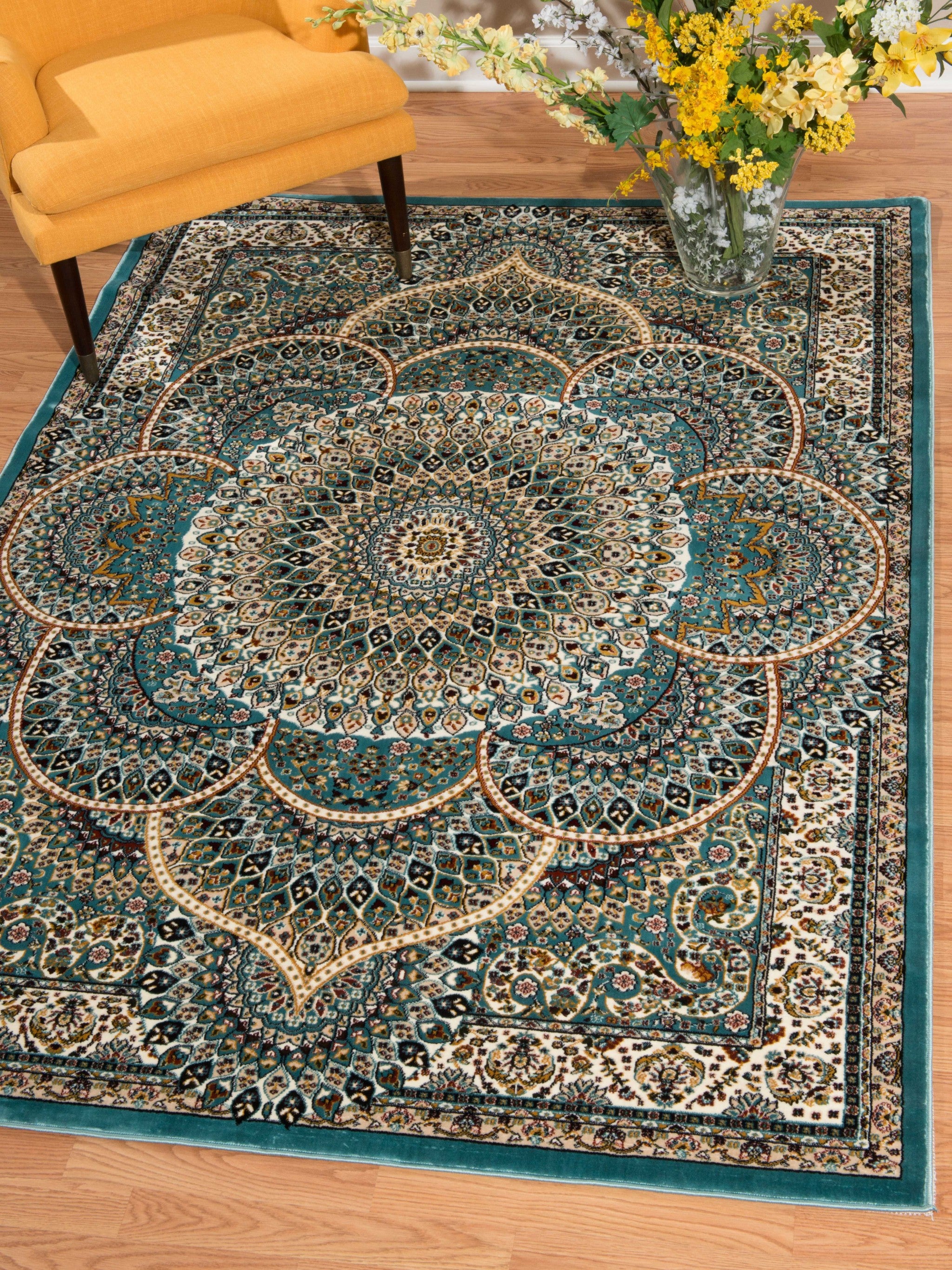 94" x 126" Cerulean Polyester Oversize Rug