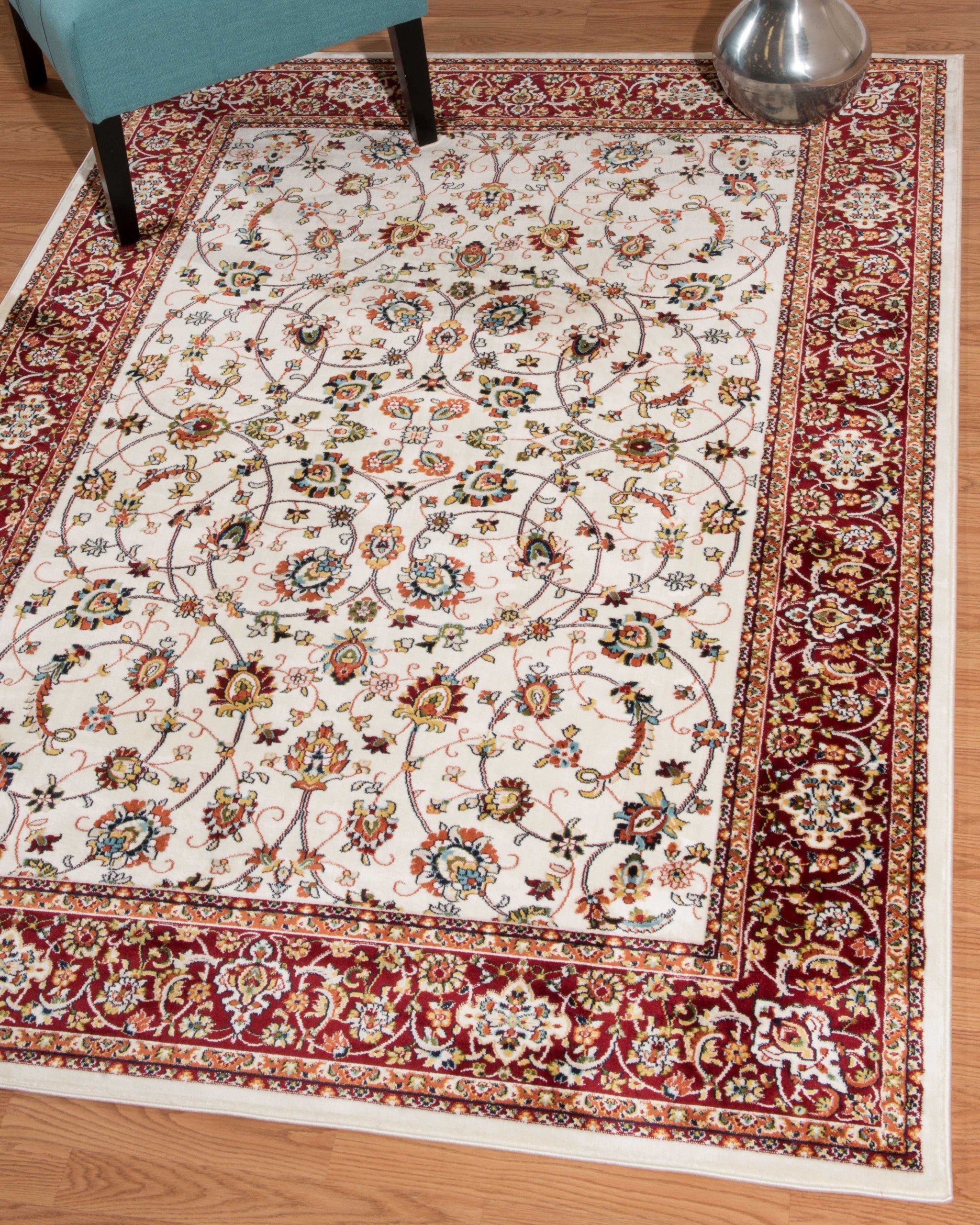 63" x 86" Ivory Polyester Area Rug