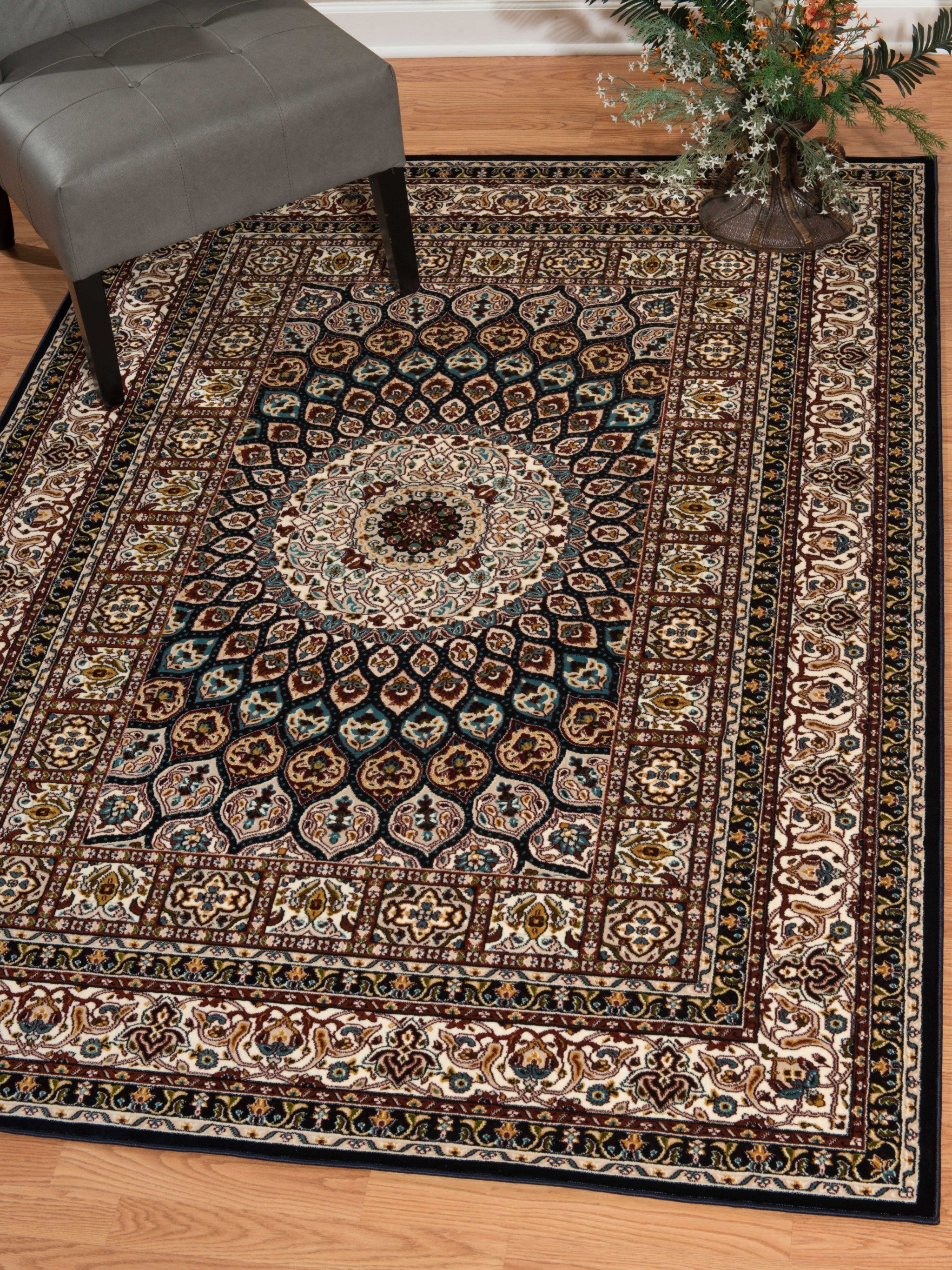 63" x 86" Navy Polyester Area Rug