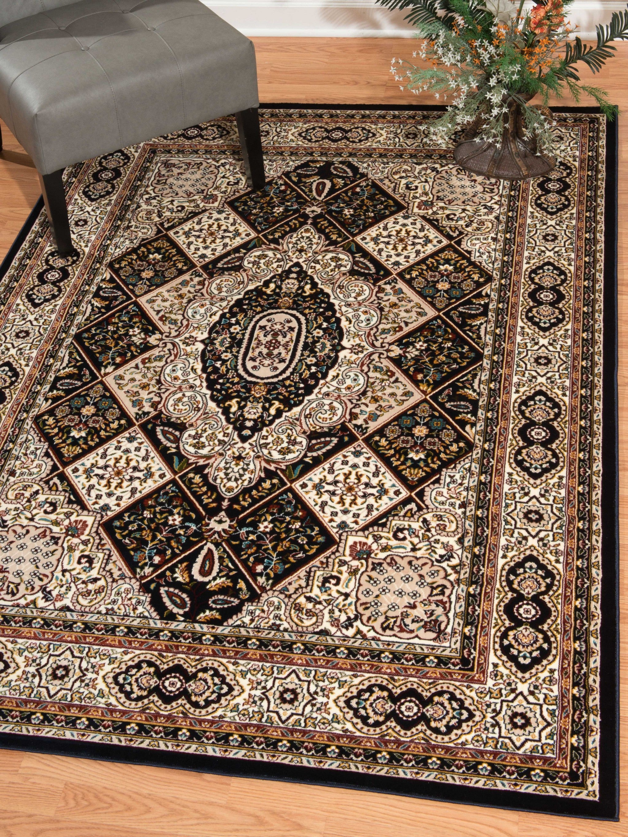 63" x 86" Navy Polyester Area Rug