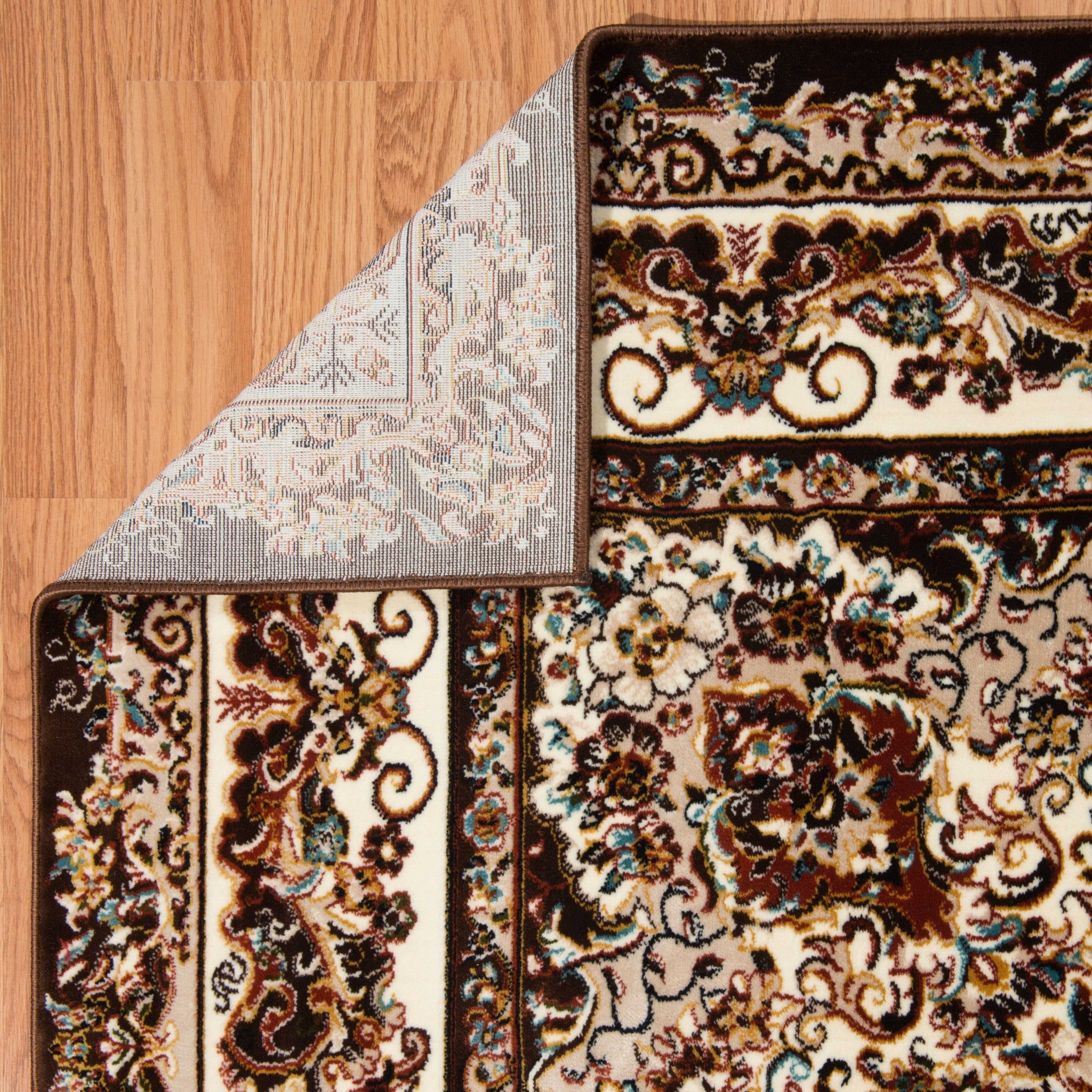 63" x 86" Dark Brown Polyester Area Rug