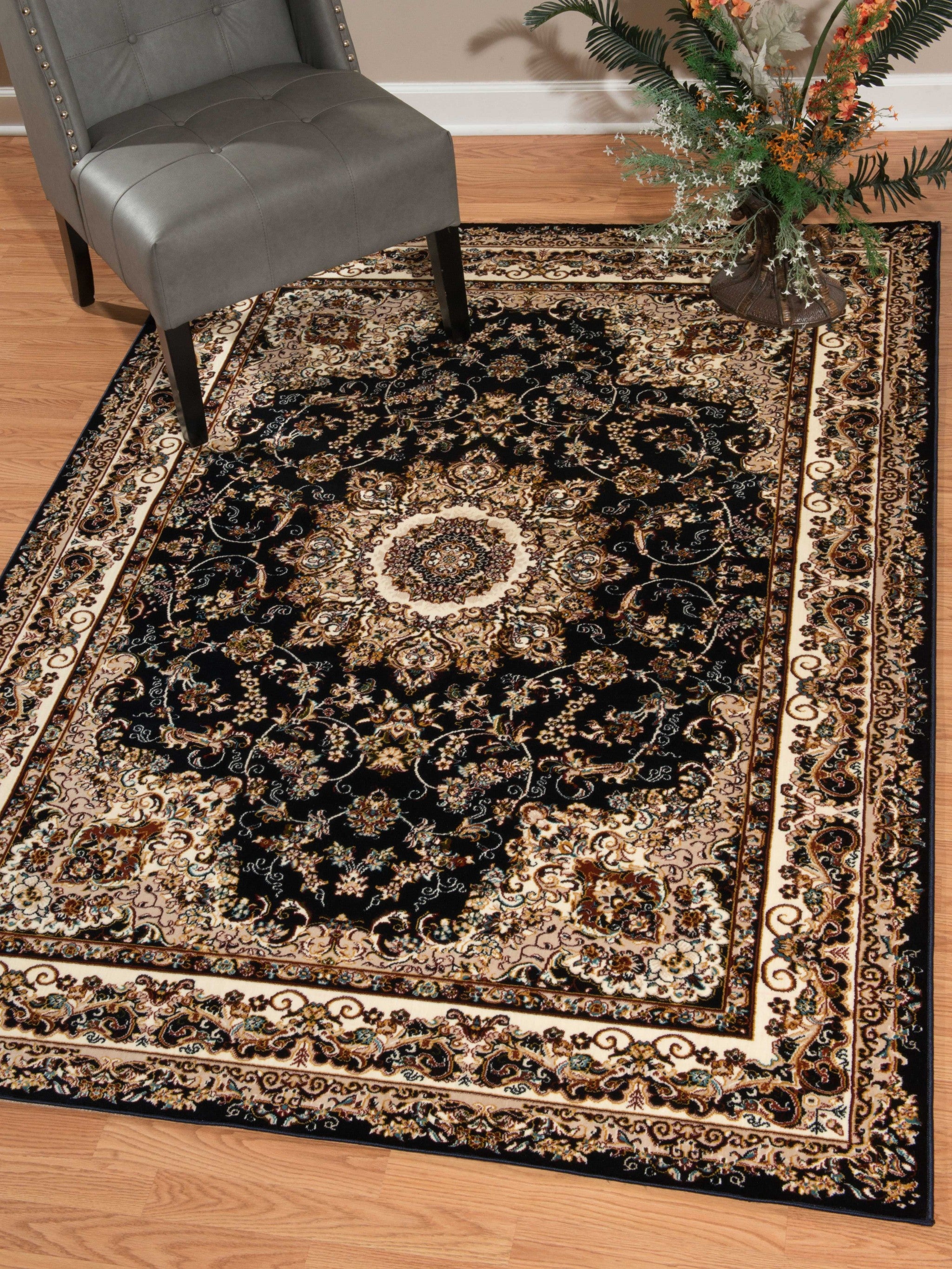 63" x 86" Navy Polyester Area Rug
