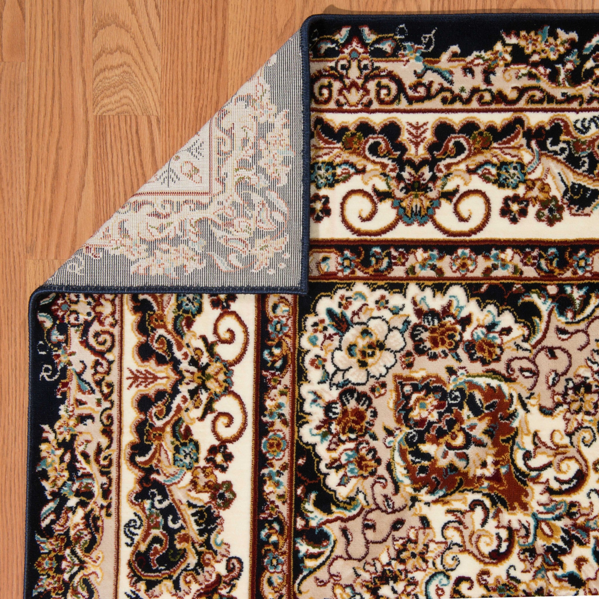 63" x 86" Navy Polyester Area Rug