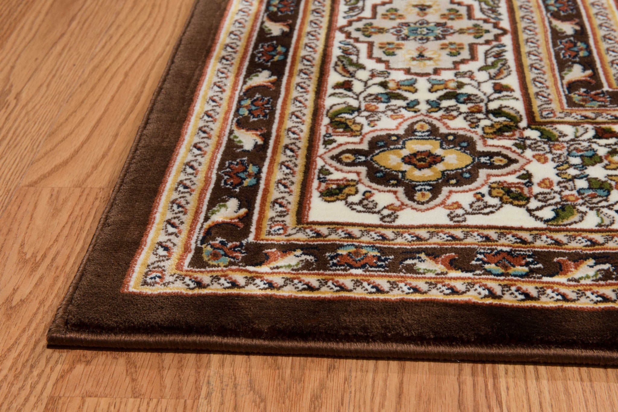 63" x 86" Dark Brown Polyester Area Rug