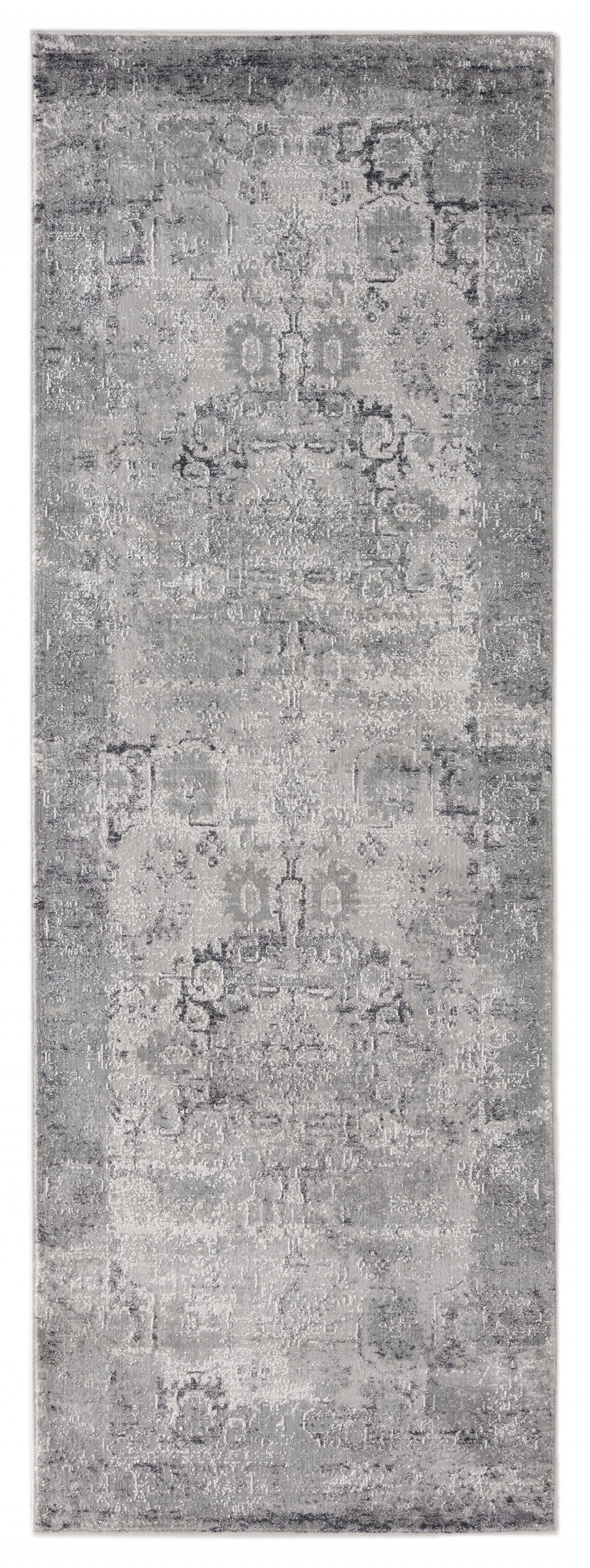 31" x 86" Grey Viscose / Polyester Runner Rug