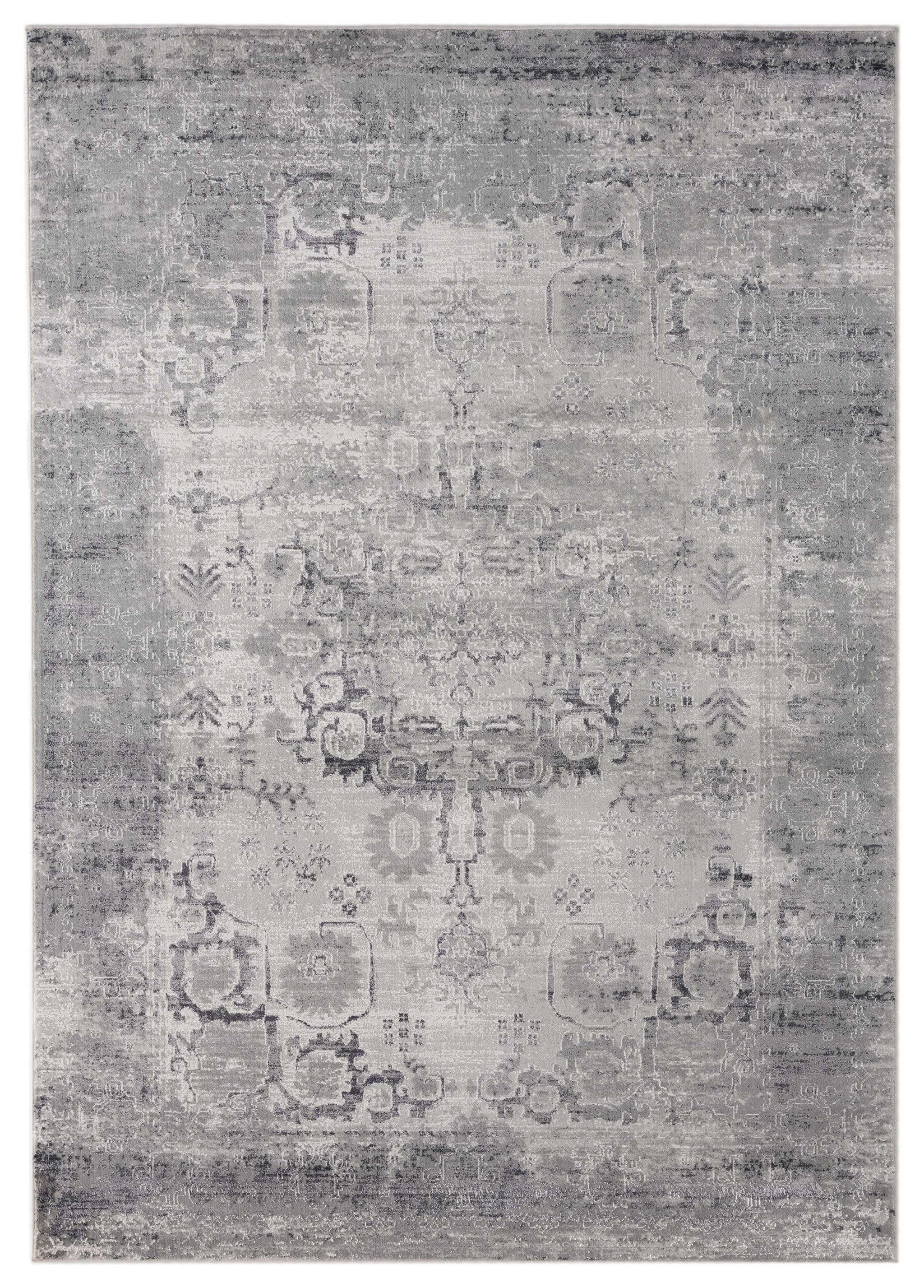 94" x 126" Grey Viscose / Polyester Area Rug