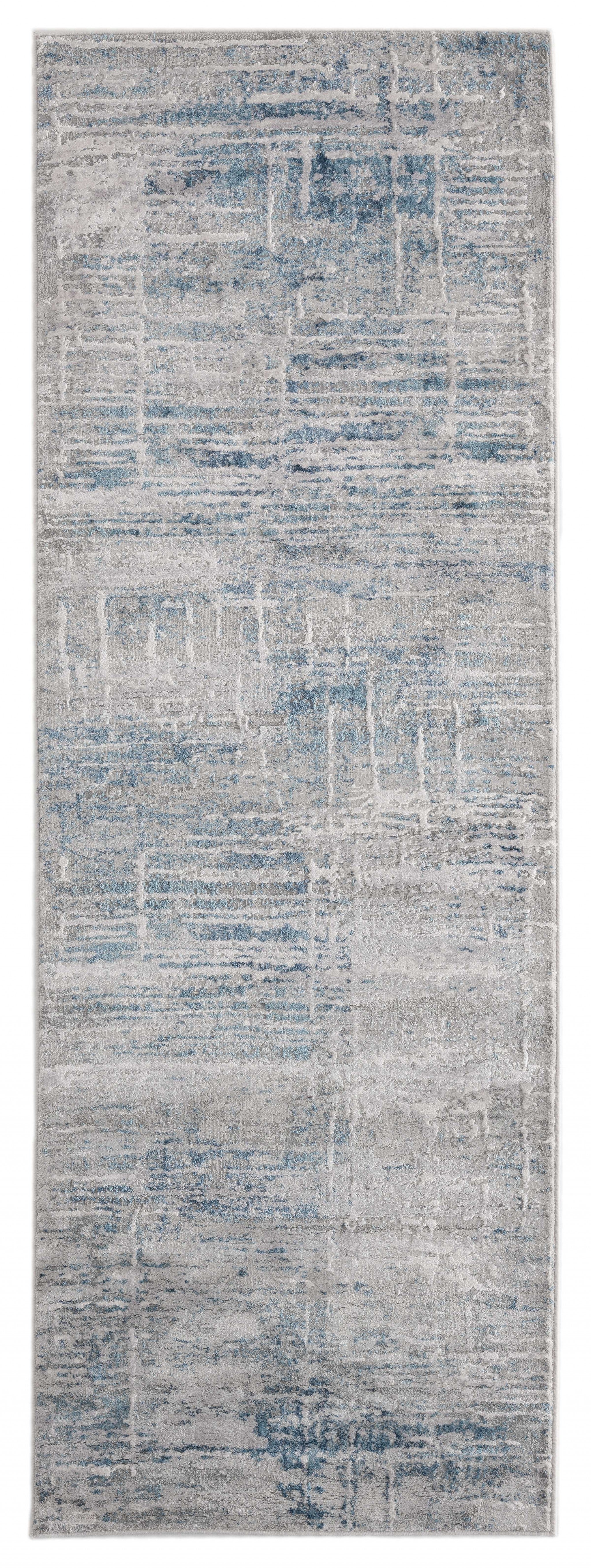 31" x 86" Blue Viscose / Polyester Runner Rug