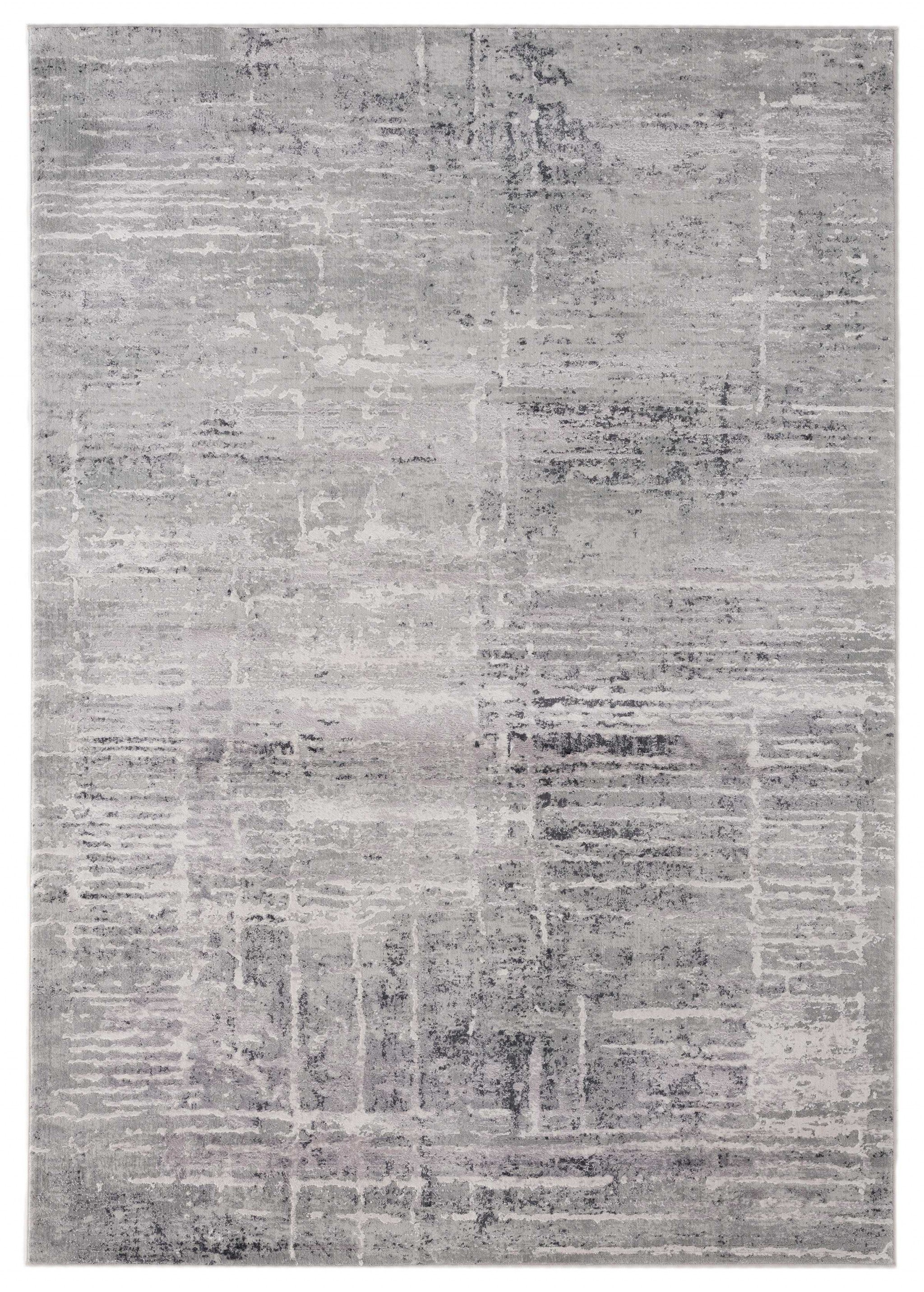 94" x 126" Grey Viscose / Polyester Area Rug