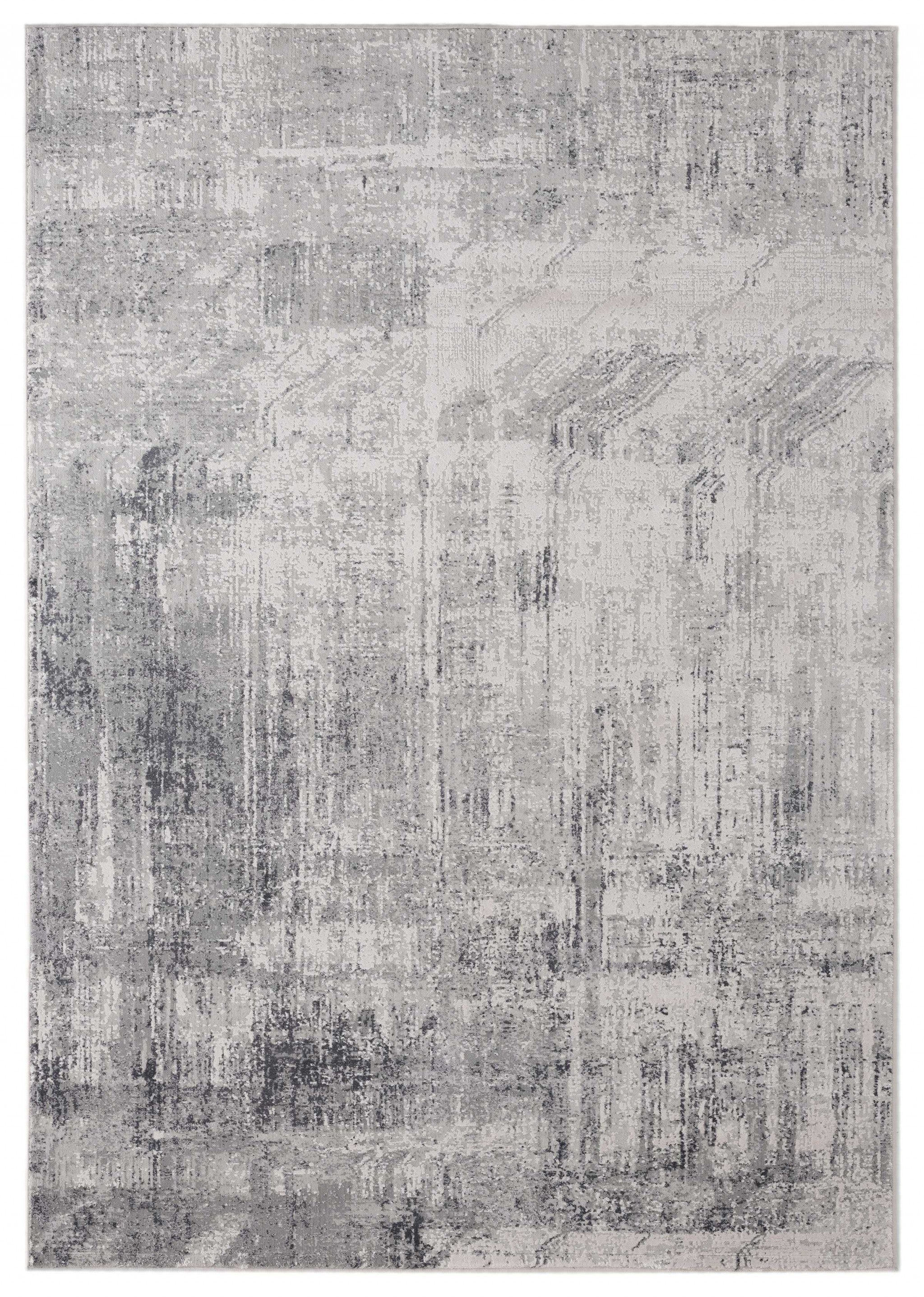 94" x 126" Grey Viscose / Polyester Area Rug