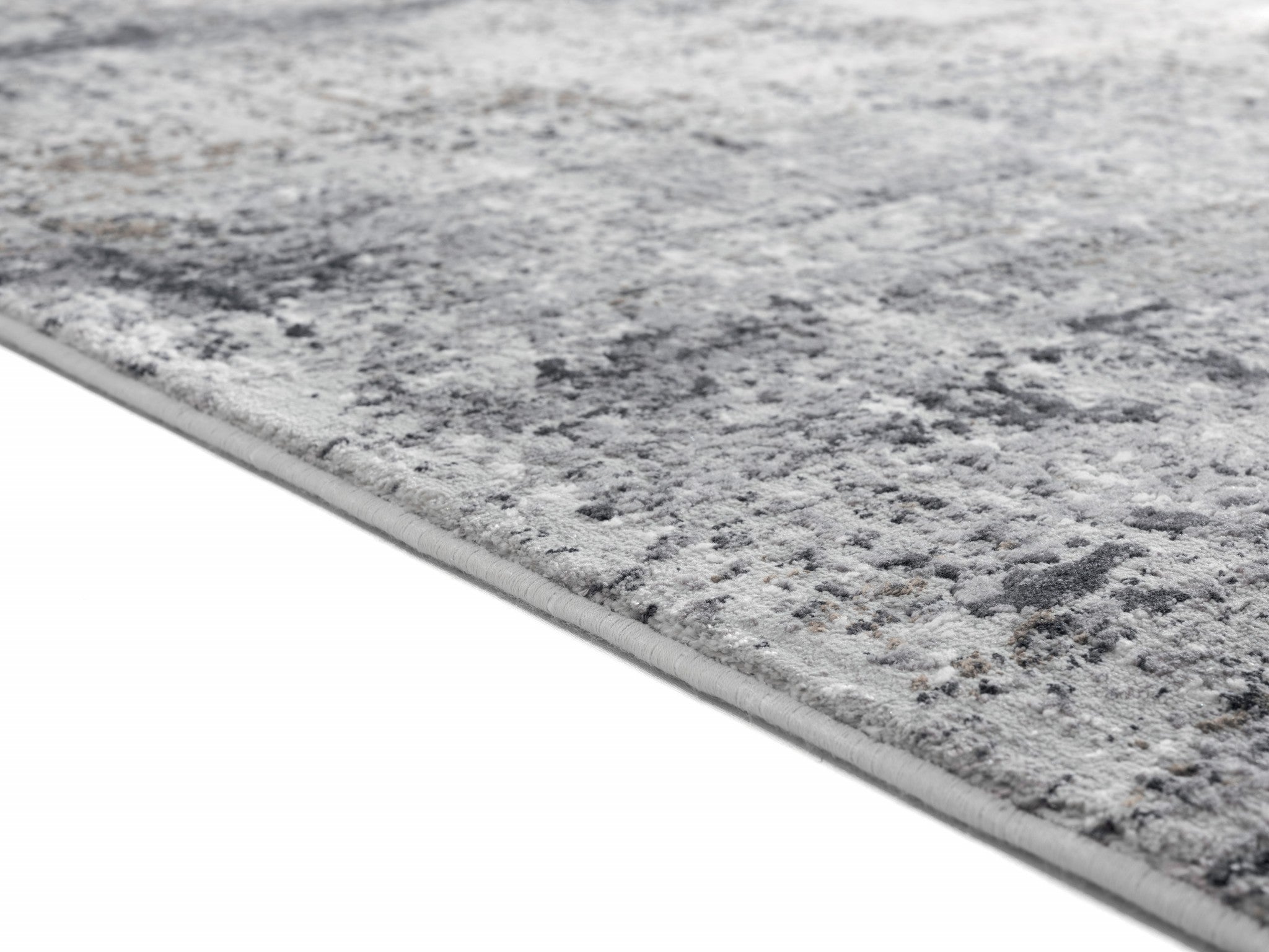 63" x 86" Grey Viscose / Polyester Area Rug