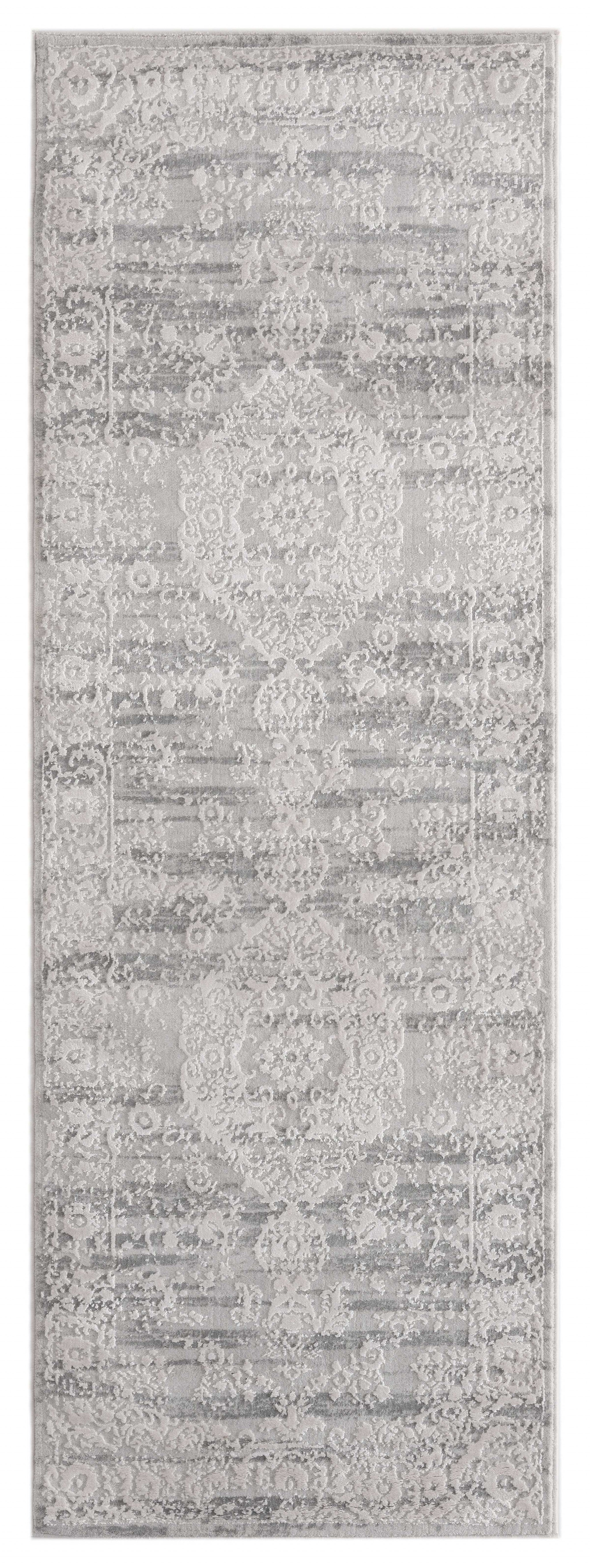 31" x 86" Grey Viscose / Polyester Runner Rug