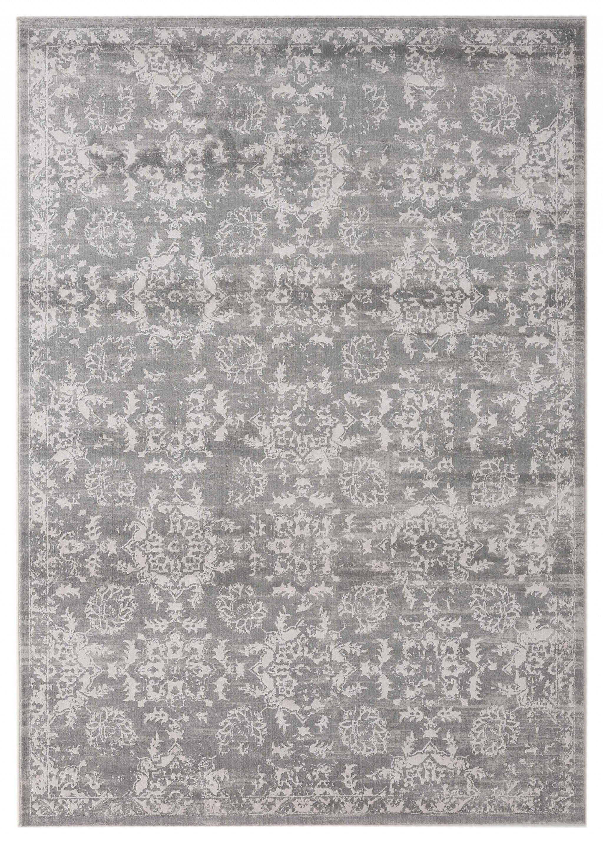 94" x 126" Grey Viscose / Polyester Area Rug