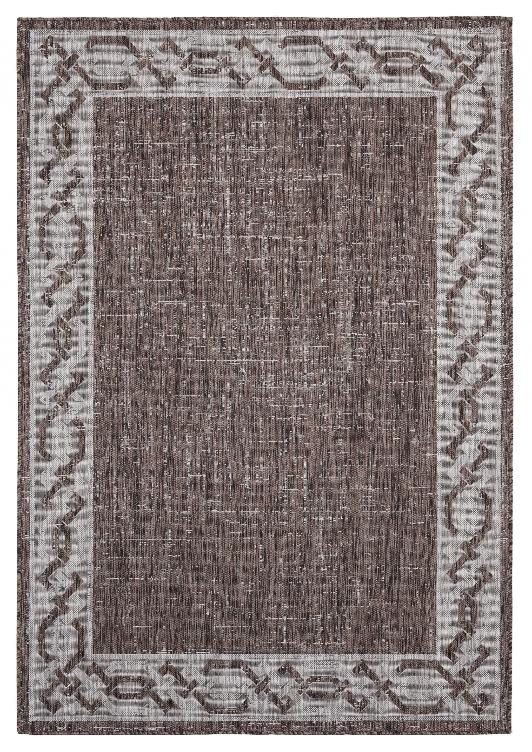 63" x 90" Brown Polypropylene Area Rug
