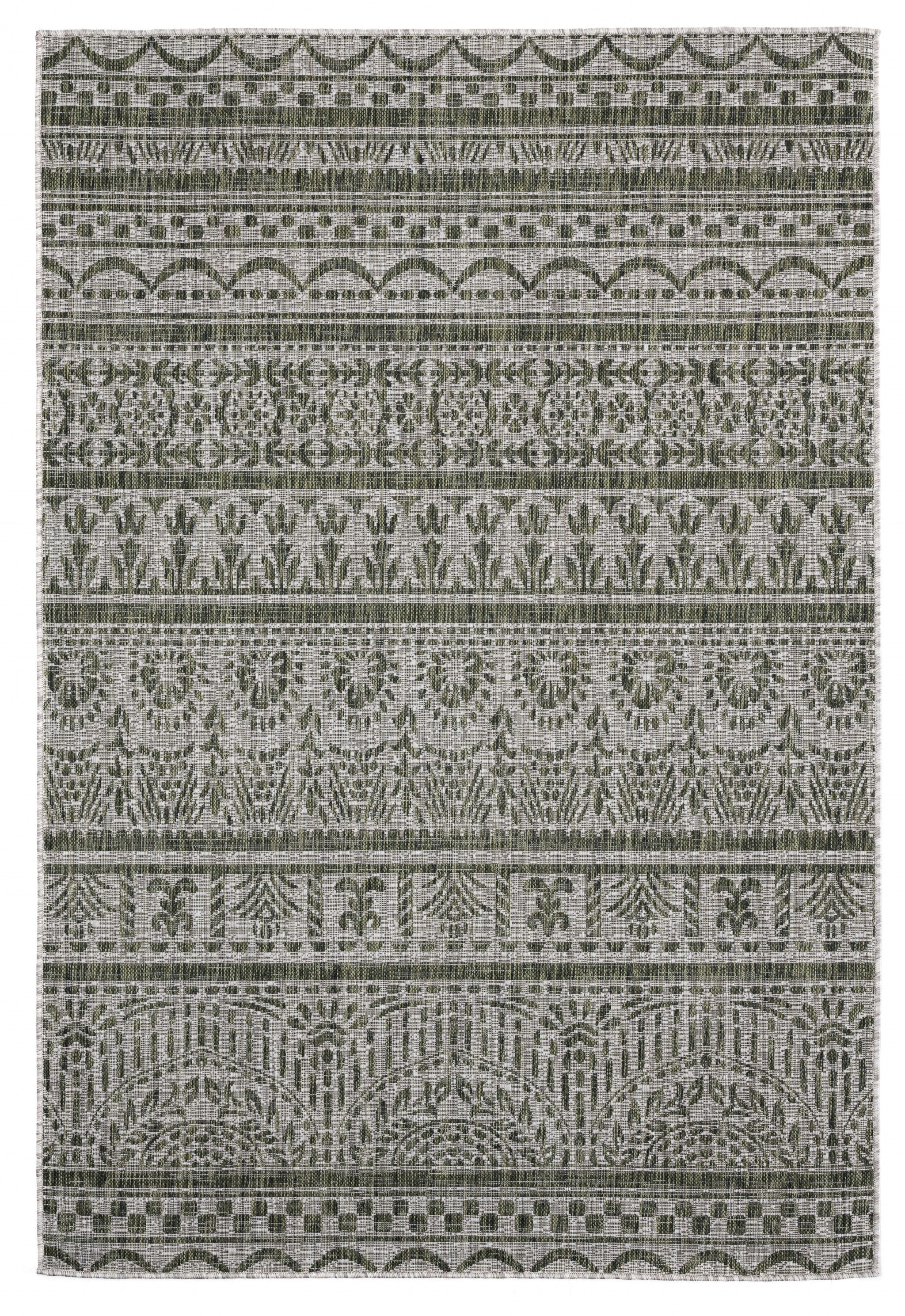 63" x 90" Green Polypropylene Area Rug