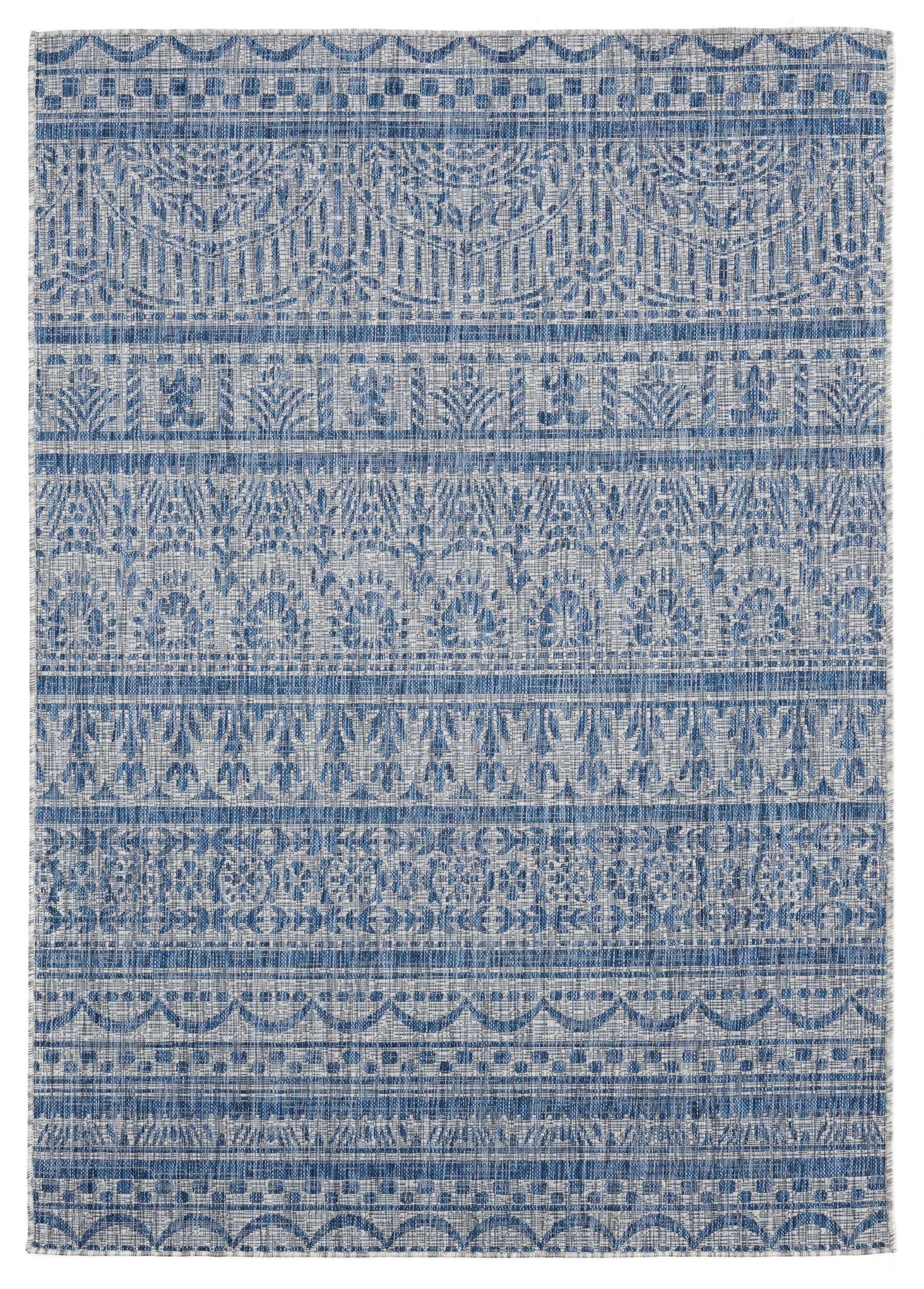 63" x 90" Blue Polypropylene Area Rug