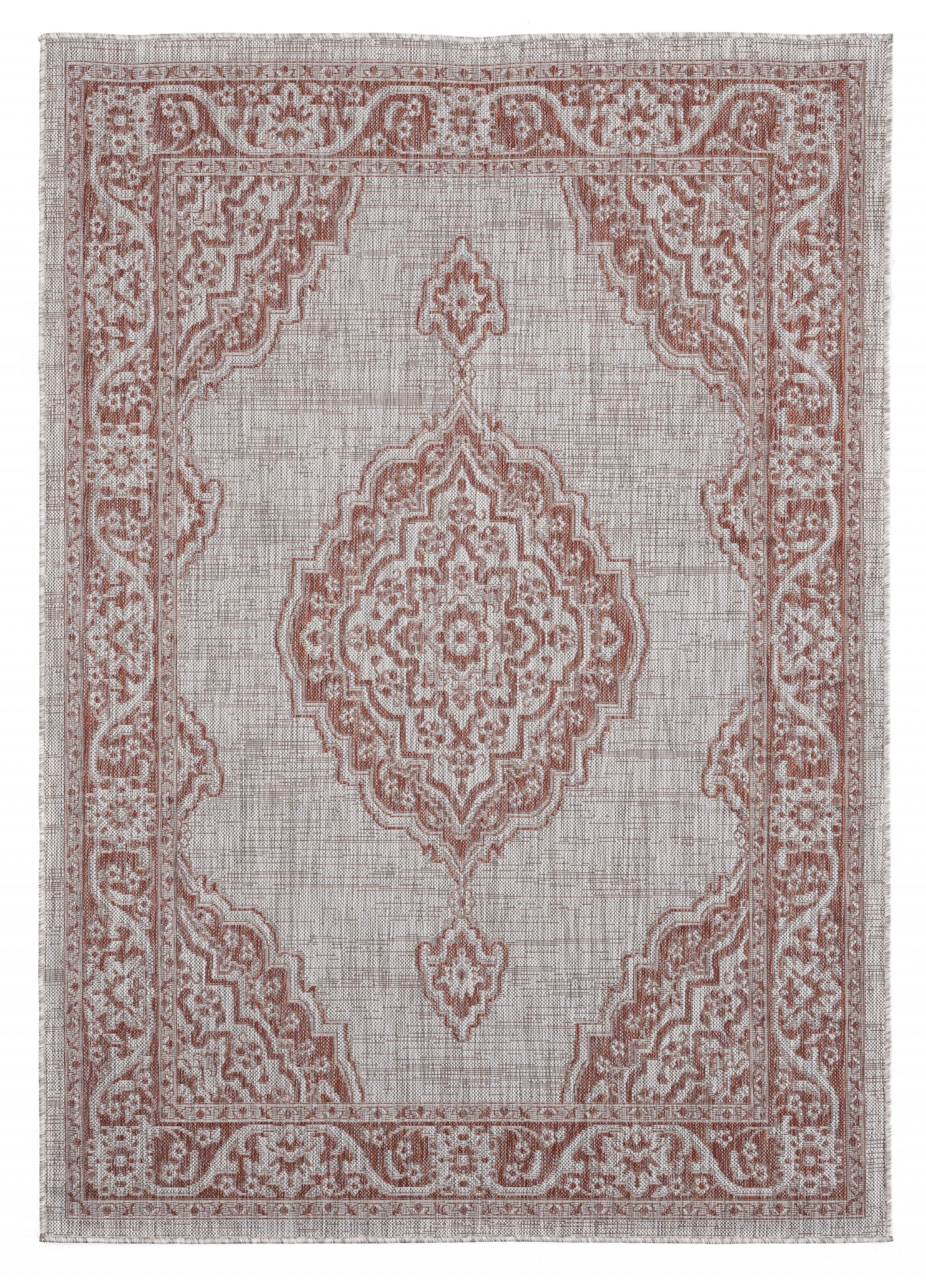 94" x 126" Terracotta Polypropylene Oversize Rug