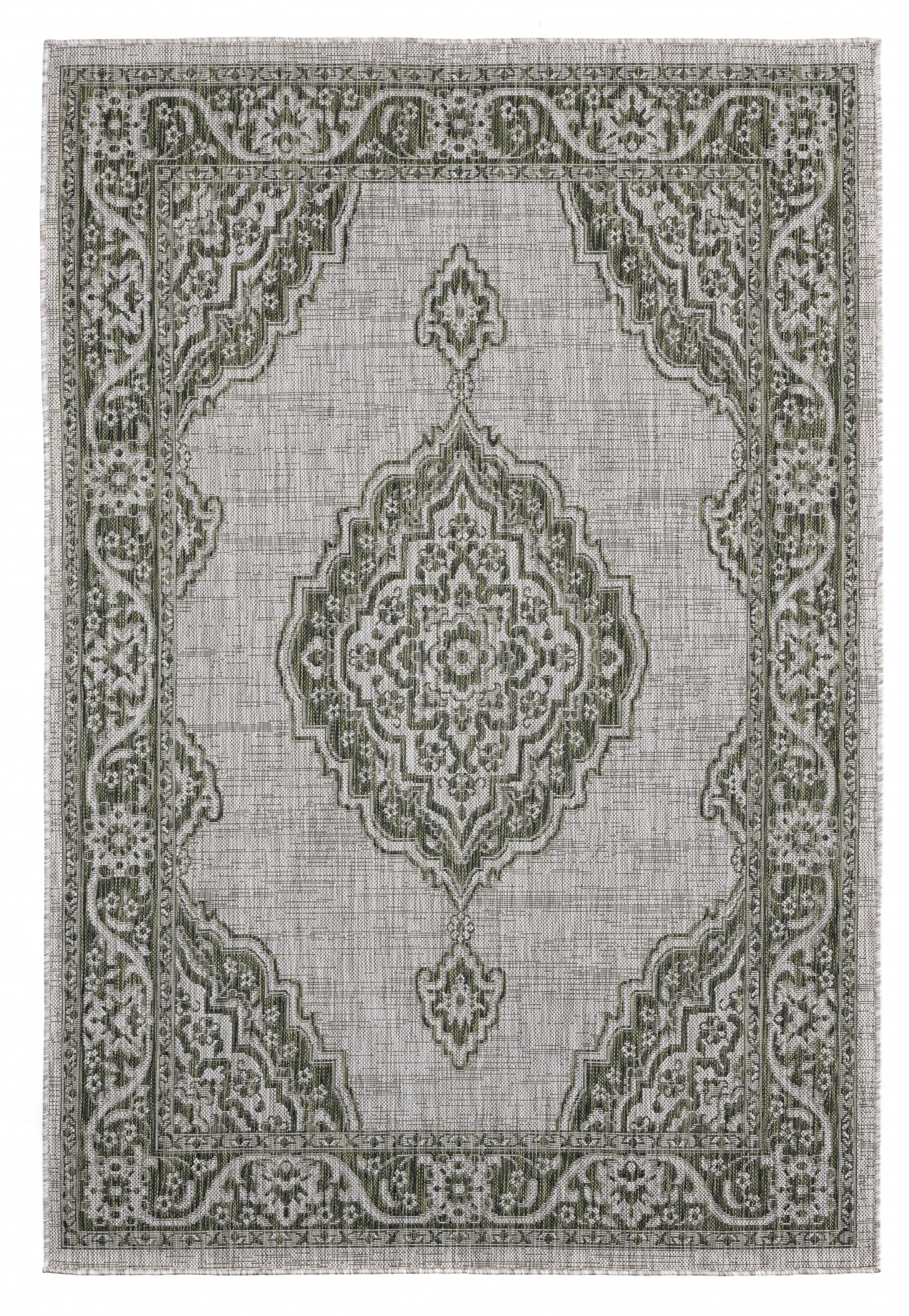 63" x 90" Green Polypropylene Area Rug