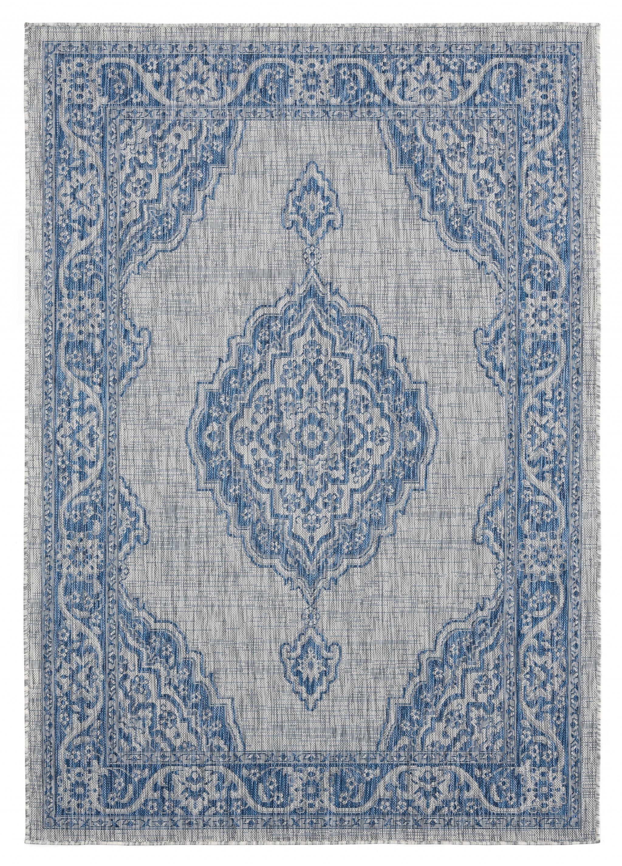 94" x 126" Blue Polypropylene Oversize Rug