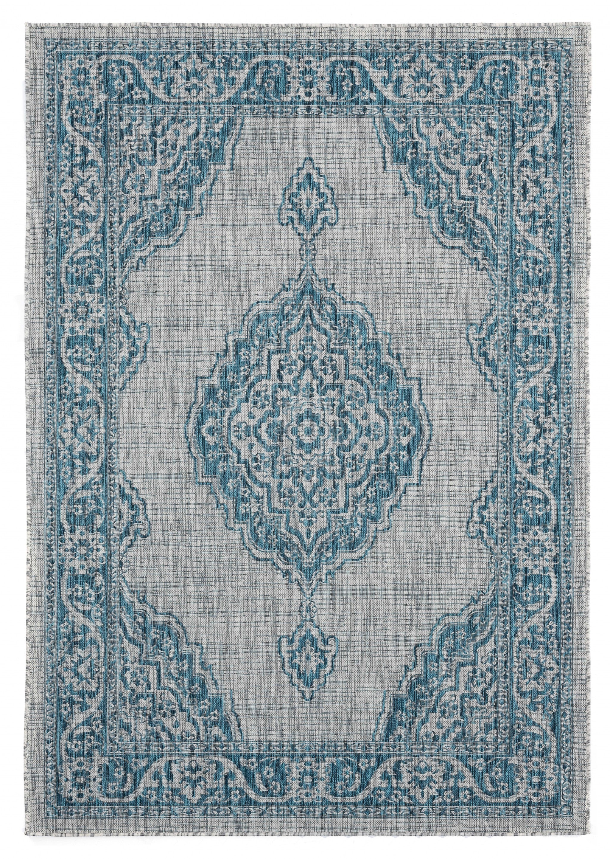 63" x 90" Aqua Polypropylene Area Rug