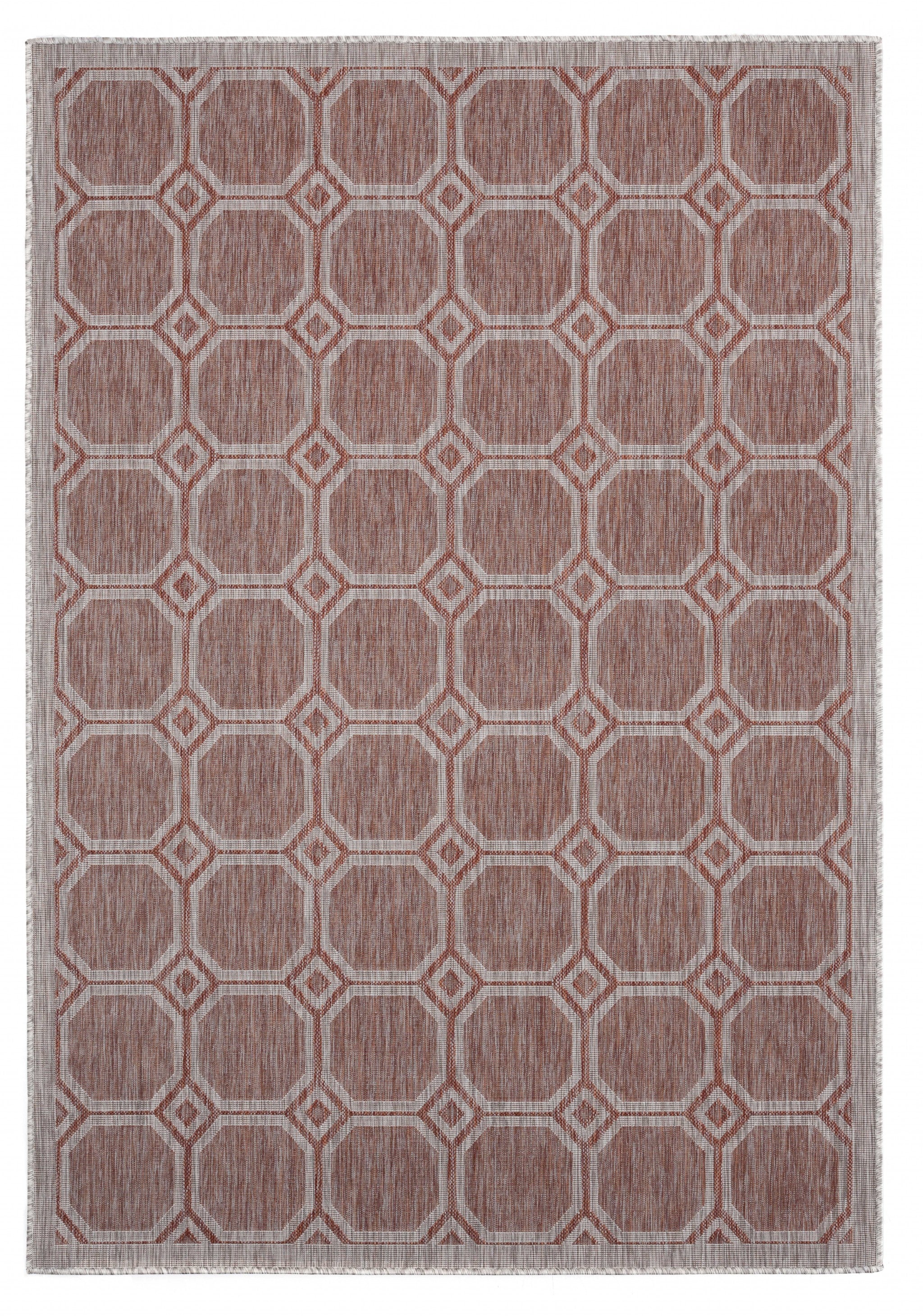 63" x 90" Terracotta Polypropylene Area Rug