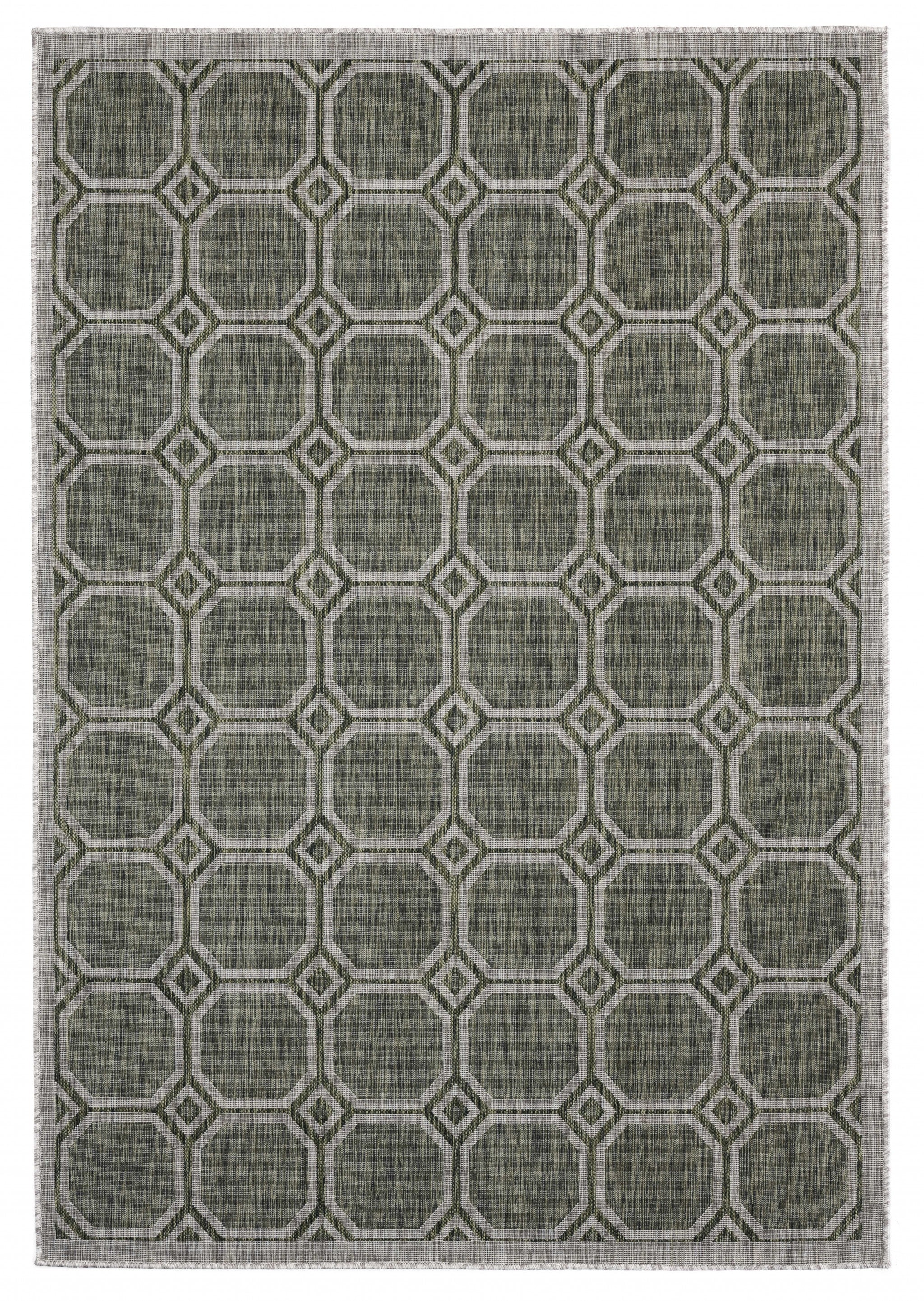 63" x 90" Green Polypropylene Area Rug