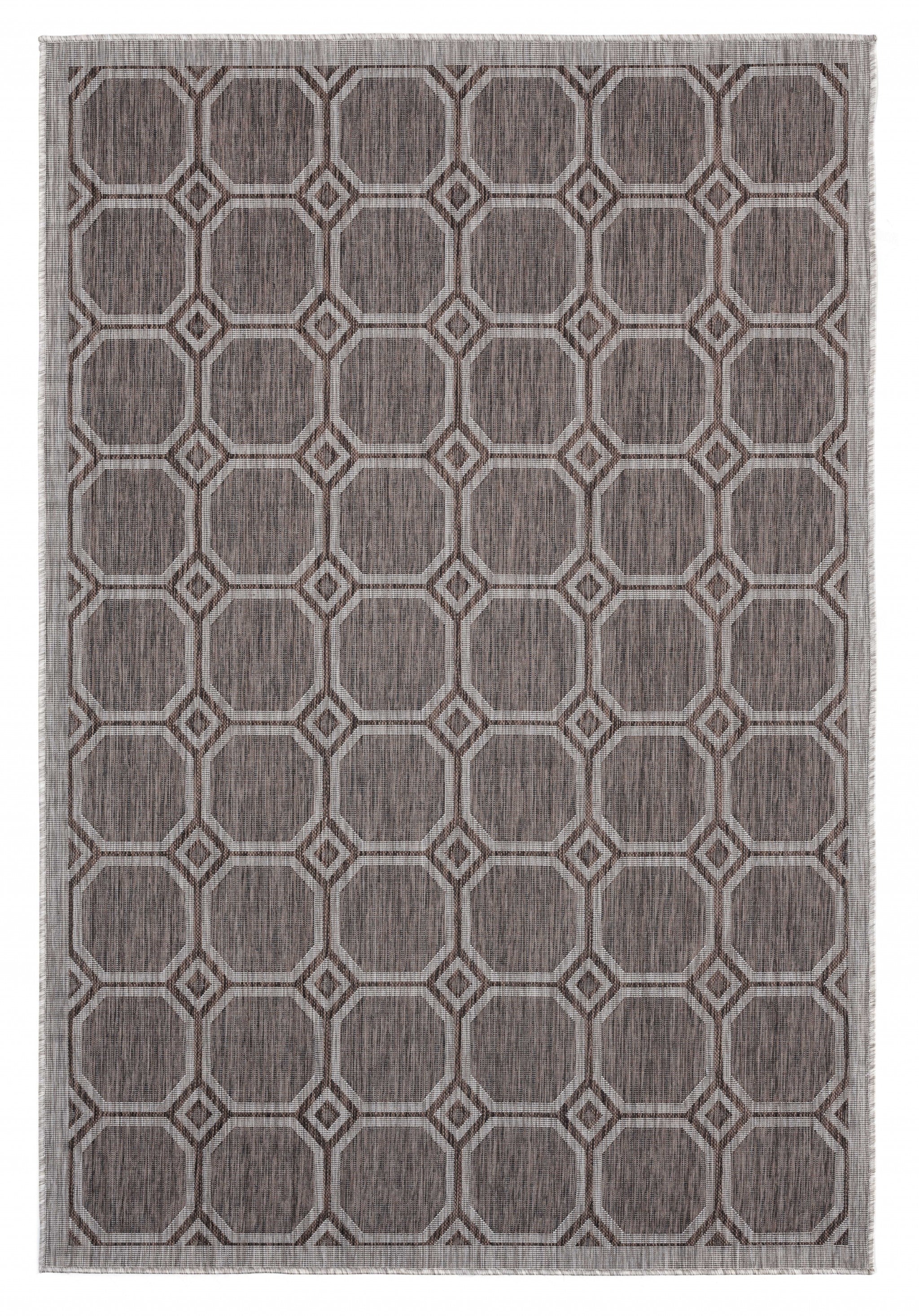 63" x 90" Brown Polypropylene Area Rug
