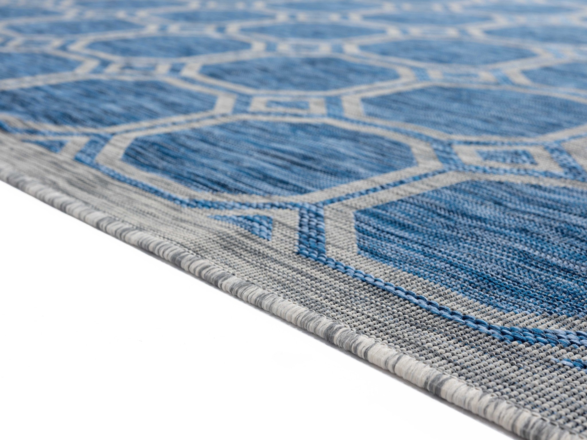 63" x 90" Blue Polypropylene Area Rug