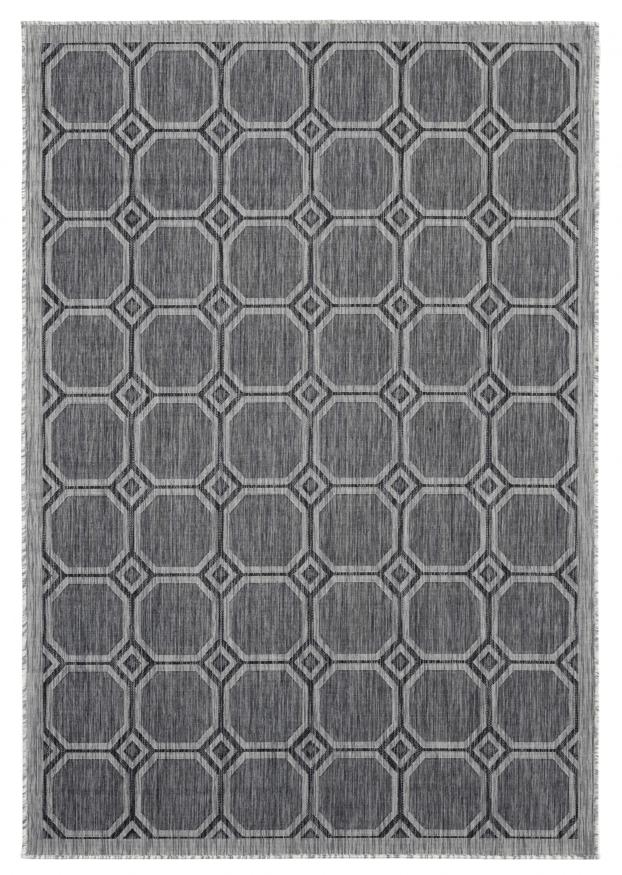 63" x 90" Black Polypropylene Area Rug